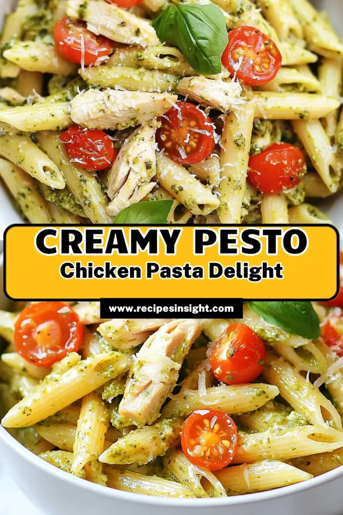 Indulge in this Creamy Pesto Chicken Penne, the perfect easy chicken pasta recipe for busy weeknights! This one-pot chicken penne is a true crowd-pleaser, featuring tender pasta tossed in homemade pesto pasta sauce with juicy chicken and fresh cherry tomatoes. Ready in just 30 minutes, it’s a quick pesto pasta you’ll love! Save this recipe now and impress your family with this delicious dish! #PastaRecipes #PestoPasta #ChickenPasta #EasyDinnerIdeas