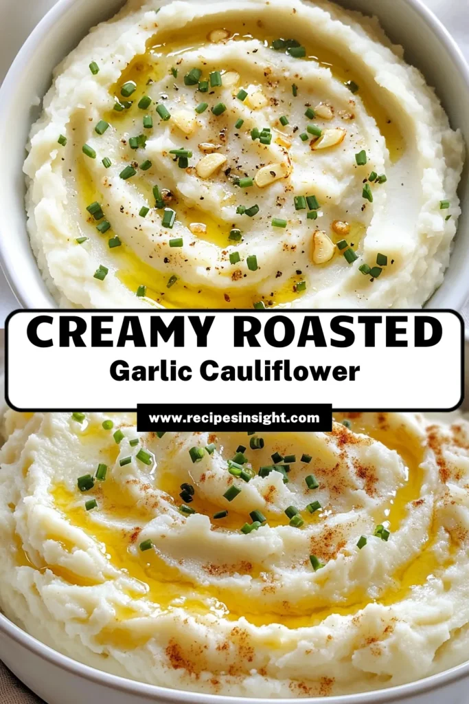 Elevate your meals with this delightful roasted garlic mashed cauliflower! This vegan mashed cauliflower recipe is a creamy and healthy cauliflower side dish that's low-carb and packed with flavor. Perfect as a comforting replacement for traditional mashed potatoes, this garlic cauliflower puree is easy to make and sure to impress. Try it today and enjoy a delicious, guilt-free treat! Save this recipe for your next meal! #VeganRecipes #HealthyEating #LowCarb #CauliflowerRecipes