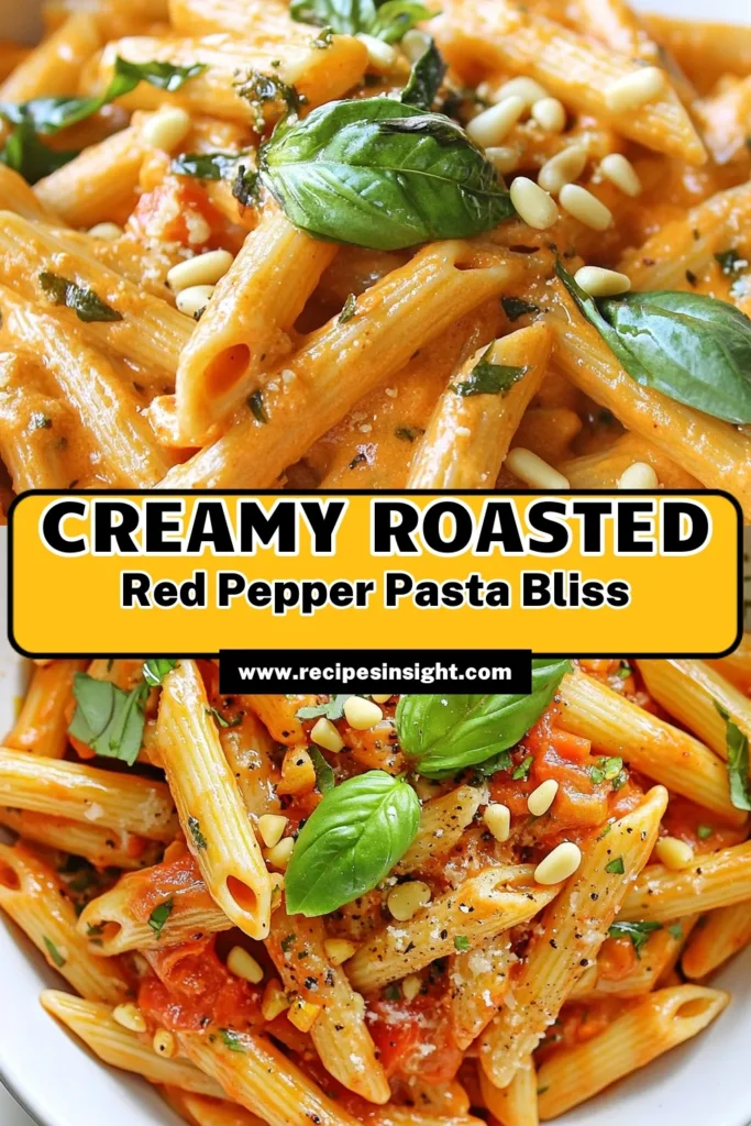 Indulge in this creamy roasted red pepper penne that's perfect for dinner! This roasted red pepper pasta recipe combines the rich flavors of roasted red peppers and a creamy pasta sauce with red peppers for a delicious vegetarian meal. Discover how easy penne pasta dishes can be with this recipe. Perfect for any occasion, this creamy pasta will wow your guests! Save this easy vegetarian penne pasta recipe now! #CreamyPasta #PastaRecipes #VegetarianCooking #PennePasta