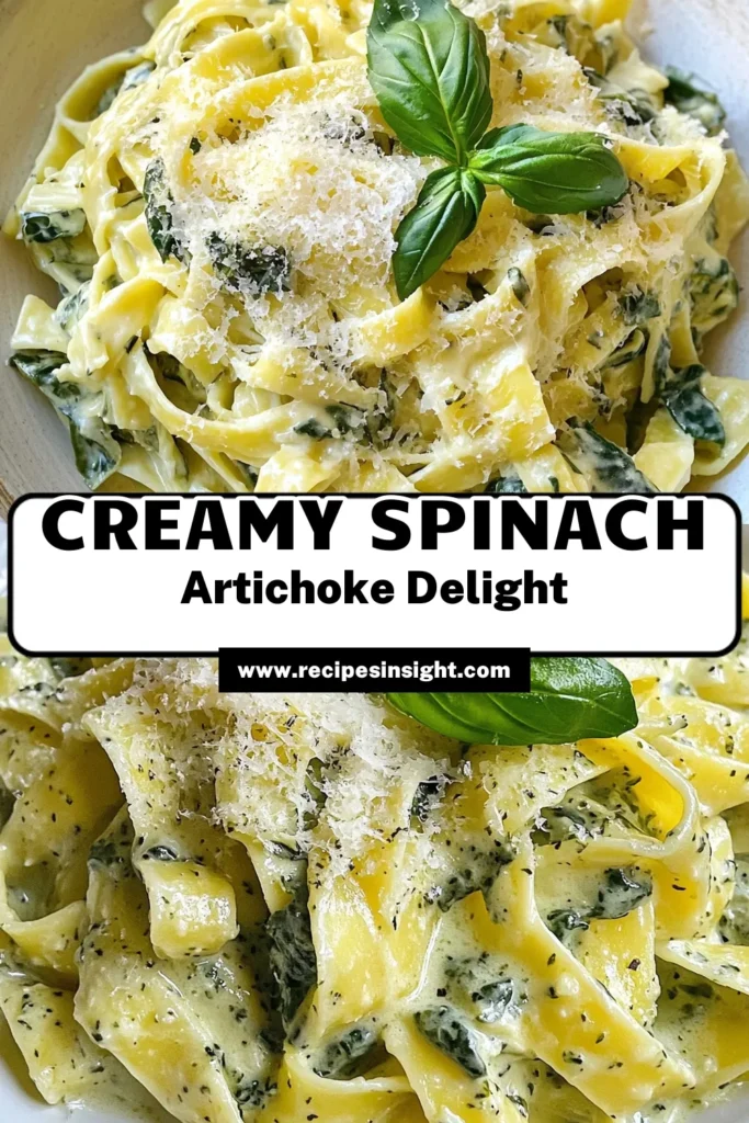 Indulge in this delicious creamy spinach artichoke pasta, a perfect choice for an easy weeknight dinner! This vegetarian pasta dish is a breeze to make and will satisfy your cravings for a homemade creamy pasta. With simple ingredients and minimal prep time, you'll have a tasty meal ready in just 25 minutes. Don’t miss out—save this for your next quick dinner inspiration! #PastaRecipe #VegetarianMeals #EasyCooking #WeeknightDinner