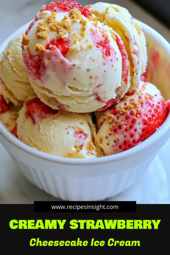 Indulge in the creamy goodness of Strawberry Cheesecake Ice Cream with this easy recipe! Made with fresh strawberries, cream cheese, and graham cracker crumbs, it's the perfect treat for hot days. Learn how to blend the flavors and create a delightful dessert that your whole family will love. Click through for step-by-step instructions and tips to make it a hit! #StrawberryIceCream #DessertRecipes #SummerTreats #HomemadeIceCream