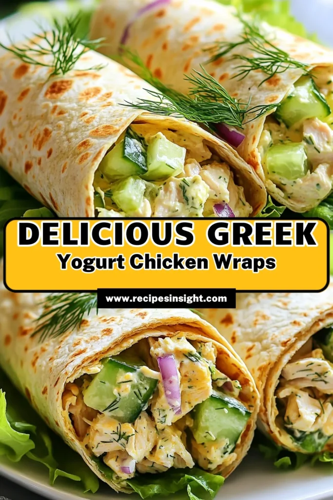 Discover the ultimate Greek yogurt chicken salad wraps recipe! These healthy chicken wraps combine tender shredded chicken with creamy Greek yogurt, fresh veggies, and herbs, all wrapped in a whole wheat tortilla. Perfect for a quick lunch or a nutritious snack, this easy chicken salad wrap is sure to please everyone. Try this delightful Greek yogurt recipe today and elevate your meal prep! Save this for later! #GreekYogurtChickenSalad #HealthyChickenWraps #WholeWheatWraps #EasyChickenSaladWrap