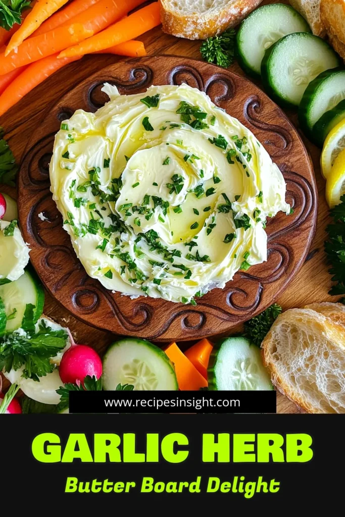 Elevate your appetizer game with this irresistible Garlic Herb Butter Board! With just a few simple ingredients like garlic, fresh herbs, and creamy butter, you can create a stunning centerpiece perfect for any gathering. Serve it with crusty baguette slices and fresh veggies for dipping. Ready in just 10 minutes, this recipe is a must-try for your next party! Click through to explore the full recipe and impress your guests! #GarlicHerbButterBoard #PartyAppetizers #ButteryDeliciousness #EasyRecipes