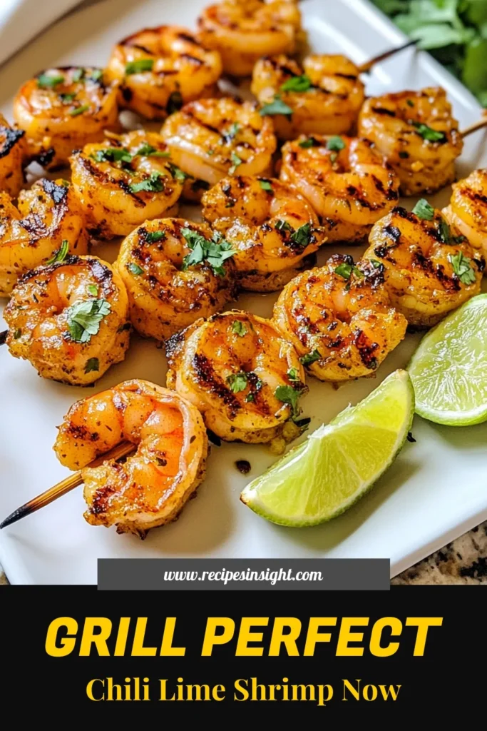 Discover the ultimate Chili Lime Grilled Shrimp Skewers recipe that’s bursting with flavor! This easy shrimp grill recipe features a zesty grilled shrimp marinade with fresh lime juice and chili spices. Perfect for summer barbecues, these lime cilantro shrimp skewers are sure to impress. Ready in just 15 minutes, they make a deliciously quick meal. Save this recipe for your next cookout! #ChiliLimeGrilledShrimp #ShrimpSkewers #EasyShrimpRecipe #GrillingTime