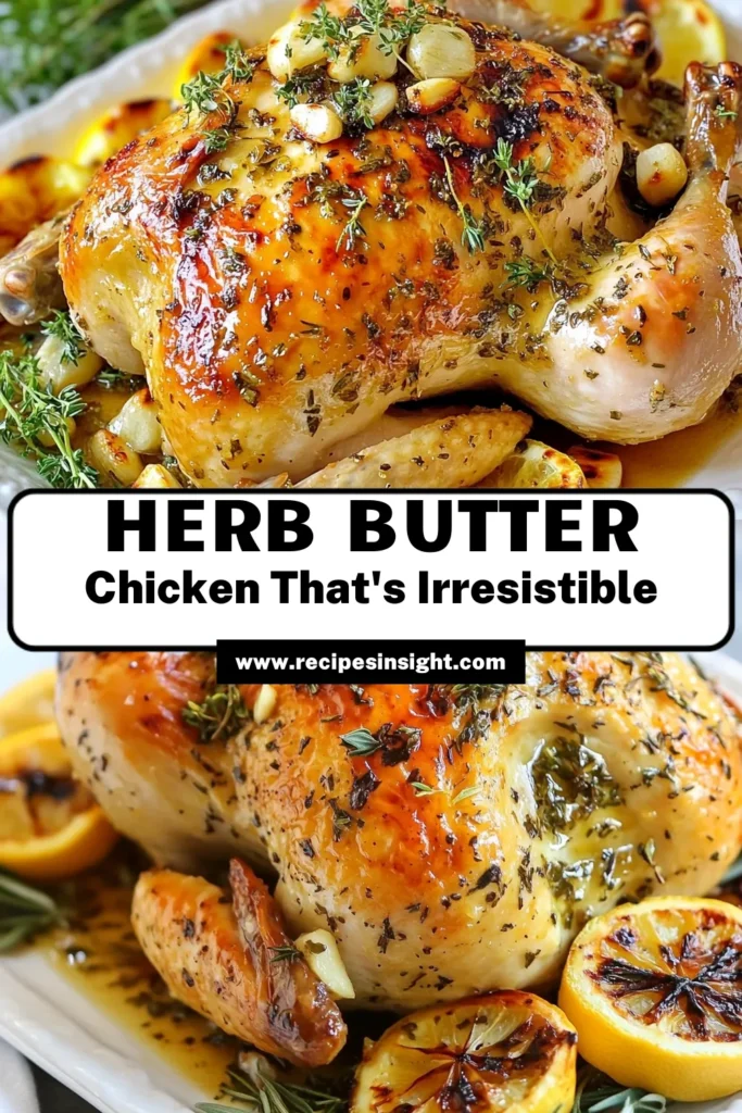 Create a delicious and flavorful meal with this herb butter roasted chicken recipe! This easy roast chicken recipe combines garlic herb chicken with a mouthwatering blend of herbs and butter, perfect for any occasion. Learn how to roast a chicken to perfection with step-by-step instructions. Enjoy tender, juicy results that your family will love. Save this recipe for your next dinner party! #HerbButterRoastedChicken #RoastedChickenRecipe #EasyRoastChicken #GarlicHerbChicken