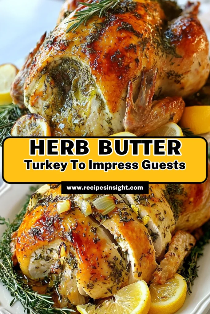 Discover the perfect Garlic Herb Roasted Turkey recipe that will wow your guests this Thanksgiving! Learn how to roast a turkey so moist and flavorful, it will become your go-to Thanksgiving turkey recipe. Indulge in this herb butter turkey with a blend of garlic and fresh herbs for an unforgettable dish. Save this moist roasted turkey recipe for your holiday gatherings! #ThanksgivingRecipes #TurkeyRecipe #RoastTurkey #HerbButterTurkey