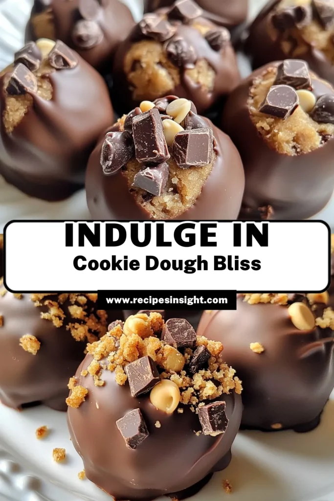 Indulge in these mouthwatering Chocolate Chunk Cookie Dough Truffles! Perfect as a no-bake cookie dough dessert, these edible cookie dough truffles are easy to make at home. With a rich mixture of semi-sweet chocolate chunks and a dark chocolate coating, this easy truffle recipe will impress your friends and family. Try making these delightful homemade chocolate truffles today! Save for later. #Truffles #ChocolateDessert #NoBake #CookieDough