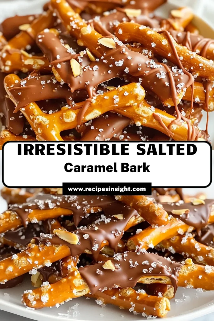 Indulge in this irresistible salted caramel pretzel bark, the perfect blend of salty and sweet! This easy dessert recipe combines crunchy pretzel sticks with rich chocolate and homemade caramel treats to create a no-bake candy recipe that everyone will love. Ideal for parties or a special treat at home, this delicious chocolate pretzel snack is a must-try! Save this recipe and enjoy your homemade delights. #SaltedCaramel #PretzelBark #EasyDesserts #NoBakeCandy