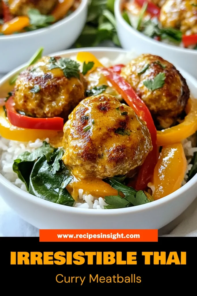 Elevate your dinner with these delicious Thai red curry meatballs! This ground chicken curry recipe combines juicy meatballs with a creamy coconut milk meatball dish that's bursting with flavor. In just 40 minutes, you can whip up these easy Thai meatballs for a quick curry dinner recipe that your family will love. Don't miss out—try this vibrant dish tonight! Save for later and share your results! #ThaiRedCurryMeatballs #CoconutMilk #EasyThaiMeatballs #QuickCurryDinner