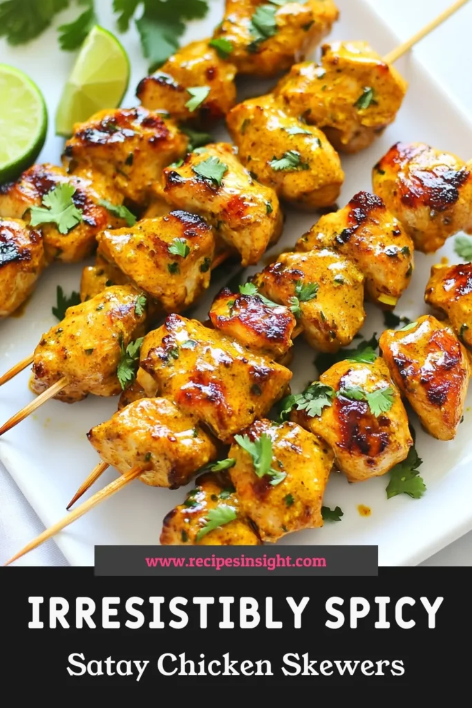 Get ready to fire up your grill with these Spicy Thai Chicken Skewers! This easy chicken satay recipe features marinated grilled chicken skewers bursting with flavor, perfect for your next BBQ. Enjoy a taste of Thai with these delightful satay chicken skewers that are sure to impress. Don't forget to save this Thai BBQ chicken recipe for a delicious meal! #SpicyThaiChickenSkewers #SatayChickenRecipe #GrilledChickenSkewers #EasyChickenSatay