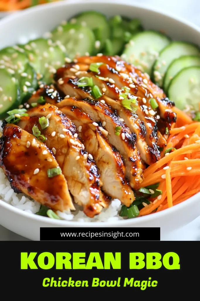 Savor the delicious flavors of our Korean BBQ chicken bowl recipe! This easy recipe features succulent grilled chicken thighs marinated in a flavorful concoction making it perfect for healthy Asian rice bowls. In just 30 minutes, enjoy these quick dinner recipes that your whole family will love. Serve with jasmine rice and fresh veggies for a balanced meal. Try making your own tonight! #KoreanBBQ #HealthyDinner #EasyRecipes #AsianCuisine