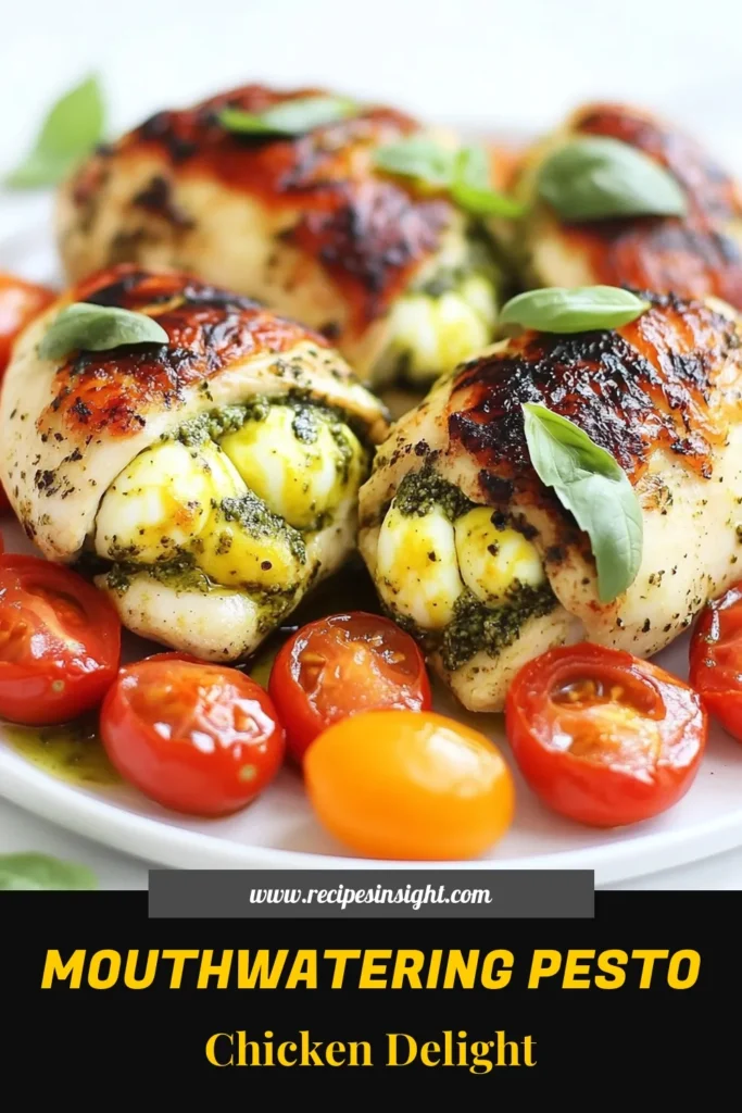 Indulge in this Pesto Mozzarella Stuffed Chicken recipe, a delightful dish perfect for any night. Bursting with flavor, this easy chicken dinner recipe combines juicy chicken breasts, rich basil pesto, and gooey mozzarella. Enjoy a taste of Italy with this baked chicken with pesto that's sure to impress! Dive into these stuffed chicken breast recipes for a delicious meal everyone will love. Try it tonight! #PestoMozzarellaStuffedChicken #EasyChickenDinner #ItalianChickenRecipes #BakedChickenWithPesto
