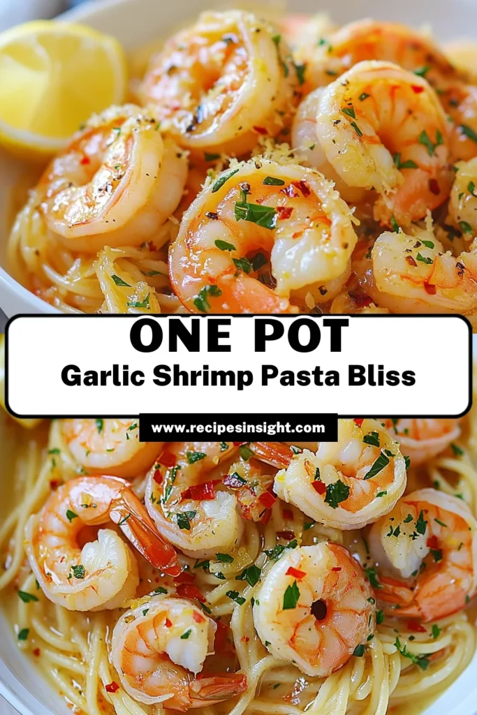 Discover the ultimate One-Pot Garlic Shrimp Pasta that's not only an Easy Shrimp Pasta Recipe but also a Quick Garlic Shrimp Dish perfect for busy weeknights! This flavorful One-Pot Seafood Pasta bursts with fresh lemon and garlic, making each bite a delight. Ready in just 25 minutes, it’s a deliciously simple way to impress your family. Try this Shrimp Pasta with Lemon today and savor the goodness! Save this recipe for later! #OnePotRecipes #ShrimpPasta #QuickDinner #SeafoodLovers