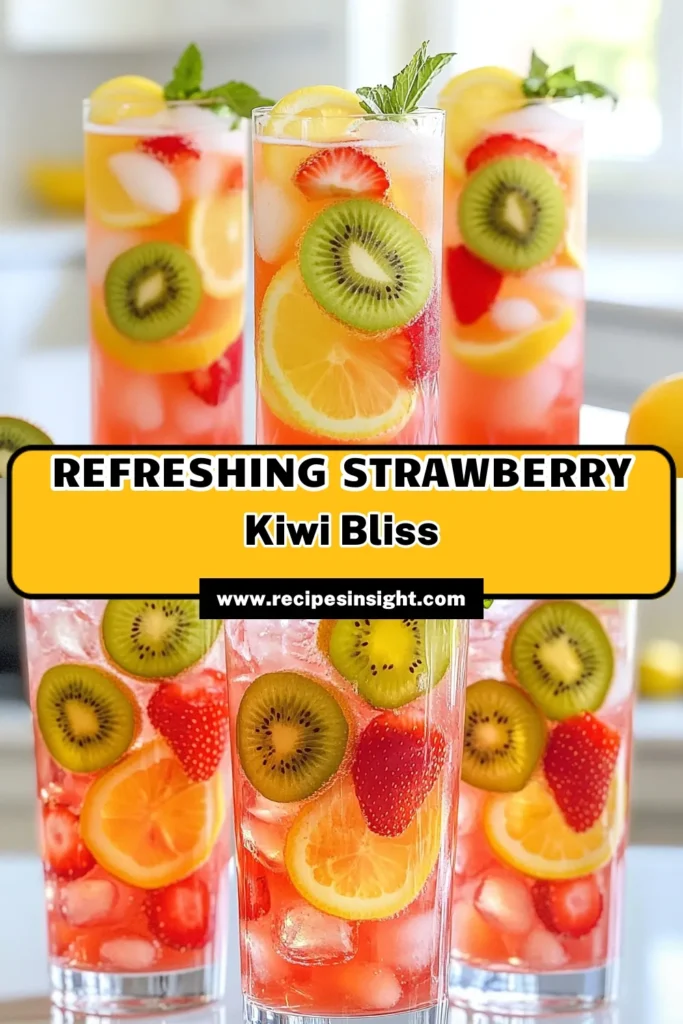 Beat the heat with this delicious strawberry kiwi lemonade recipe! This refreshing lemonade drink combines fresh strawberries and ripe kiwis for a vibrant summer beverage. Perfect as a homemade lemonade for gatherings or a relaxing day by the pool, this fruit lemonade recipe is easy to whip up in just 20 minutes. Ready to make a splash? Try this refreshing treat today! #StrawberryKiwiLemonade #SummerDrinks #HomemadeLemonade #FruitLemonade