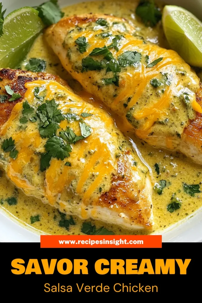 Discover a delicious and easy way to enjoy dinner with this Creamy Salsa Verde Chicken Recipe! Perfectly baked chicken with salsa verde and cream cheese creates a rich and flavorful meal that’s sure to impress. This easy salsa verde chicken dish is ideal for busy weeknights and features tender chicken breasts with a creamy sauce. Don’t miss out on this cream cheese chicken dinner that's ready in just 45 minutes! Save this recipe for later! #CreamySalsaVerdeChicken #EasySalsaVerdeChicken #BakedChickenWithSalsaVerde #ChickenDinnerRecipes