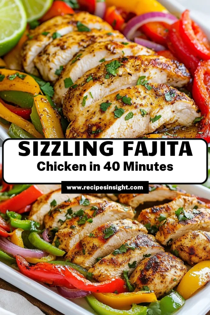 Enjoy the mouthwatering flavors of sizzling sheet pan fajitas with this easy and healthy fajita chicken recipe. Perfect for busy weeknights, this sheet pan dinner combines juicy chicken breasts with colorful bell peppers and onions for a quick chicken recipe that's both nutritious and delicious. Ready in just 40 minutes, it's a crowd-pleaser! Save this recipe for your next family meal and get cooking. #SheetPanFajitas #FajitaChickenRecipe #SheetPanDinnerIdeas #QuickChickenRecipes
