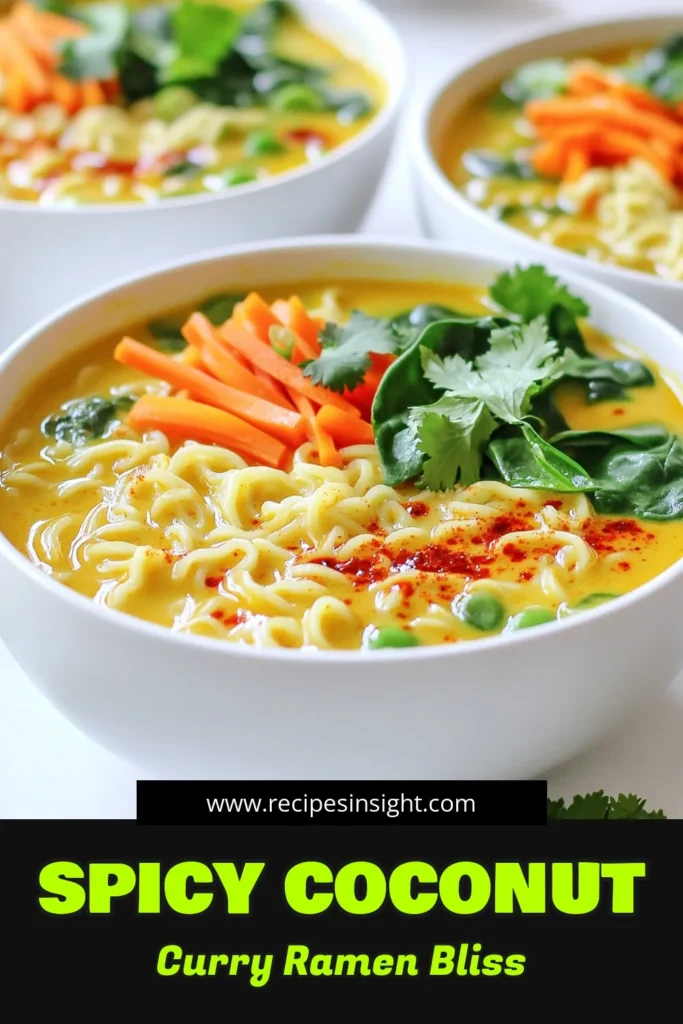 Indulge in the warmth of Spicy Coconut Curry Ramen, a delightful dish that's both comforting and bursting with flavor! This easy recipe combines creamy coconut milk, vibrant vegetables, and aromatic spices to create a bowl of goodness you'll crave. Perfect for a cozy dinner, it's ready in just 30 minutes. Dive into this savory experience and learn how to make it today! Click for full recipe details! #SpicyCoconutCurry #RamenRecipes #ComfortFood #CurryLovers