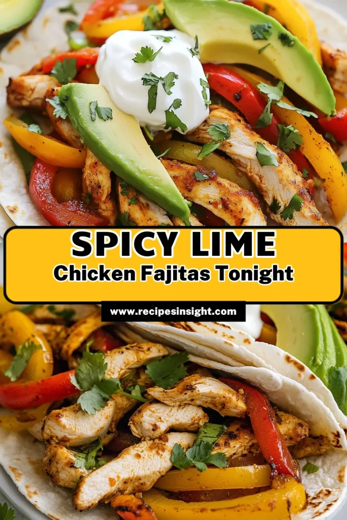Discover the perfect easy chicken fajitas recipe with these delicious Chipotle Lime Chicken Fajitas! Bursting with flavor, this healthy chicken fajitas dish features marinated chicken seasoned with chipotle chili powder, cumin, and lime, sautéed with vibrant bell peppers and onions. It's a spicy fajitas recipe that's quick to make and delightful to enjoy. Try this recipe tonight and take your taco night to the next level! #ChipotleLimeChicken #HealthyFajitas #EasyFajitas #SpicyChickenFajitas
