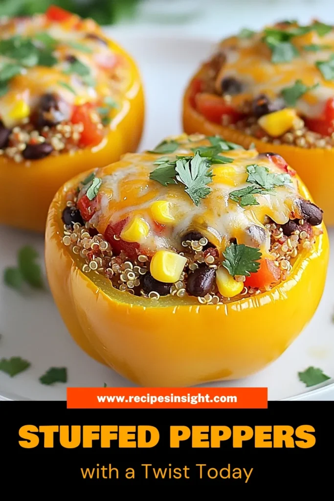 Looking for a delicious and healthy meal? Try these Southwest stuffed peppers! This quinoa stuffed peppers recipe is packed with nutrients and flavor, making it the perfect vegetarian quinoa recipe. Baked stuffed peppers with cheese add a delicious twist to your dinner table. Easy to make and completely satisfying, these healthy stuffed bell peppers will become a family favorite. Save this recipe for your next meal! #HealthyEating #VegetarianRecipes #StuffedPeppers #QuinoaRecipes