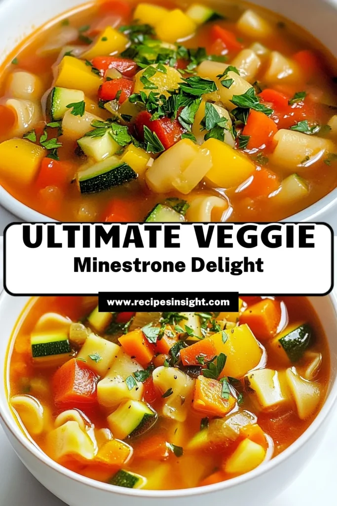 Discover the ultimate veggie minestrone soup! This healthy vegetable soup recipe is packed with fresh ingredients, offering a nourishing meal in every bowl. Easy to prepare, this minestrone soup with pasta is perfect for busy weeknights. Fill your kitchen with delicious aromas and enjoy a comforting, easy vegetarian soup that everyone will love. Try this packed vegetable soup recipe today! Save for later! #MinestroneSoup #HealthyEating #VegetarianRecipes #SoupSeason