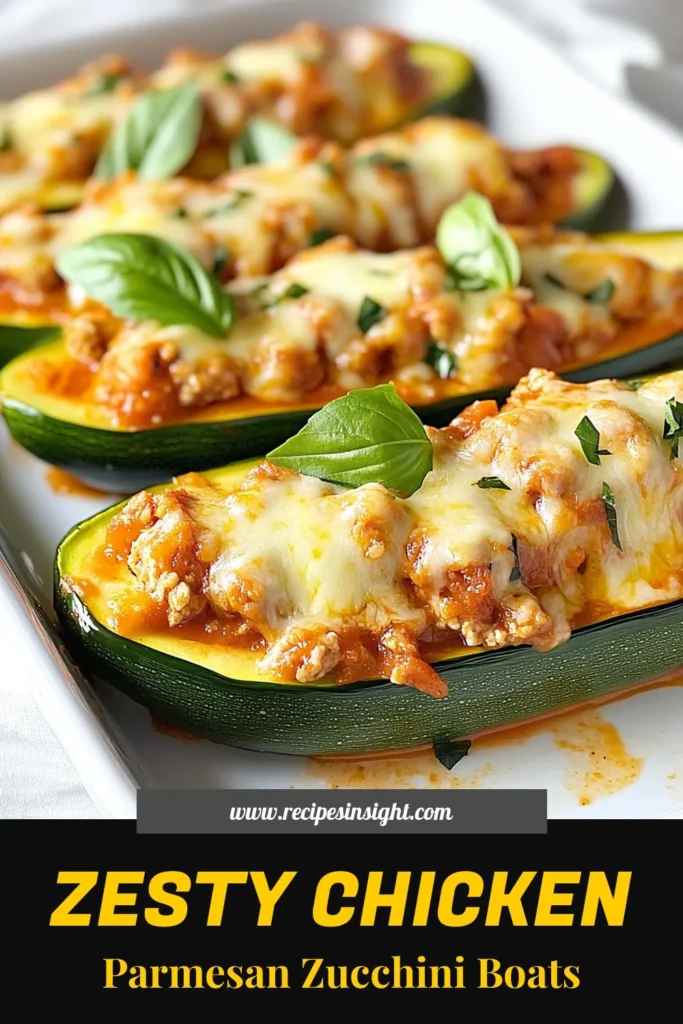 Discover a delicious twist on dinner with Chicken Parmesan Zucchini Boats! This Ground Chicken Zucchini Recipe is perfect for a healthy meal, packed with Italian flavors and low-carb goodness. These Italian Stuffed Zucchini boats are easy to make and great for meal prep. Enjoy the perfect blend of tender zucchini, savory chicken, marinara, and melted cheese. Try this healthy zucchini boat recipe today and save it for later! #ZucchiniBoats #HealthyRecipes #LowCarb #ChickenParmesan