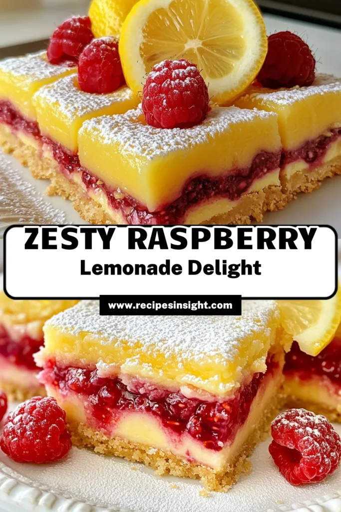 Indulge in these refreshing Raspberry Lemonade Bars! Perfectly sweet and tangy, these easy lemon bars feature fresh raspberries for a delicious twist on classic lemon dessert recipes. Ideal for gatherings, these citrus dessert bars are a must-try for fans of fresh raspberry desserts. Make your day brighter with this delightful treat! Save this recipe now and bring a burst of flavor to your dessert table! #RaspberryLemonadeBars #LemonDessertRecipes #FreshRaspberryDesserts #EasyLemonBars