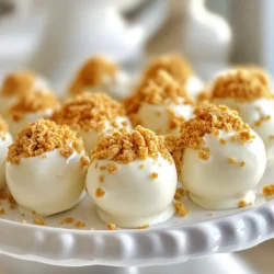 Here is a detailed list of what you need to make Biscoff Cheesecake Truffles: - 1 cup Biscoff cookies, crushed: These cookies give the truffles their unique flavor. - 8 oz cream cheese, softened: This adds a rich and creamy texture. - 1/2 cup powdered sugar: This sweetens the mixture and helps it hold together. - 1 teaspoon vanilla extract: This gives a nice depth of flavor. - 1/4 cup Biscoff spread (for filling): This spread adds more Biscoff goodness. - 1/2 cup white chocolate chips (for coating): This creates a sweet shell around the truffles. - Extra crushed Biscoff cookies for garnish: This adds a crunchy topping that looks great. These ingredients are simple yet powerful. They work together to make a rich and creamy treat that is full of flavor. You can easily find them in your local grocery store. The combination of Biscoff cookies and cream cheese offers a delightful twist on traditional cheesecake. Plus, the white chocolate coating makes them look fancy! {{ingredient_image_1}} - Combining Ingredients First, take a bowl and add 1 cup of crushed Biscoff cookies. Next, add 8 oz of softened cream cheese. Mix them well until they blend smoothly. Then, add 1/2 cup of powdered sugar and 1 teaspoon of vanilla extract. Mix again until everything is smooth. Finally, fold in 1/4 cup of Biscoff spread. This mixture should be creamy and delicious. - Forming Truffles Use a small cookie scoop or your hands to form the mixture into small balls. Aim for about 1 inch in diameter. Place the formed balls on a parchment-lined baking sheet. This step is fun and lets you see the truffles take shape. - Freezing Process Once you have all the balls formed, put the baking sheet in the freezer. Let them freeze for about 30 minutes. This helps the truffles firm up and makes them easier to coat later. - Melting White Chocolate While the truffles freeze, it’s time to melt the white chocolate. Take 1/2 cup of white chocolate chips and place them in a microwave-safe bowl. Heat in 30-second intervals, stirring in between. Keep heating until the chocolate is fully melted and smooth. - Dipping Procedure Take each frozen truffle and dip it into the melted white chocolate. Make sure to coat each truffle completely. Return the coated truffles to the parchment-lined sheet. This is where they start to look like little bites of heaven! - Garnishing Tips Before the chocolate sets, sprinkle extra crushed Biscoff cookies on top of each truffle. This adds a nice crunch and looks beautiful. For an extra touch, you can drizzle leftover melted Biscoff spread over them after coating. This makes the truffles even more eye-catching! - Ensuring Smooth Mixture For a smooth truffle mix, blend the Biscoff cookies and cream cheese well. Use a sturdy mixing bowl. You want no lumps. After adding powdered sugar and vanilla, mix until fully combined. This step is key to a creamy texture. - Ideal Freezing Time for Firmness Freeze your truffles for about 30 minutes. This helps them hold their shape while dipping. If they are too soft, they can lose their form. Check them after half an hour. If they feel firm, they are ready for the next step. - Plating Ideas To serve, arrange the truffles on a decorative plate. You can drizzle melted Biscoff spread over them for flair. Using a cake stand elevates the presentation. Add some whole Biscoff cookies around for a nice touch. - Pairing Drinks and Desserts These truffles pair well with coffee or tea. Their sweet flavor complements warm drinks nicely. You might also try serving them with vanilla ice cream. This contrast adds another layer to your dessert experience. Pro Tips Chill Before Coating: Make sure the truffles are adequately chilled before dipping them in chocolate to ensure a smooth and even coating. Crushing Cookies: Use a food processor to crush Biscoff cookies quickly and achieve a fine consistency, which helps in blending the mixture seamlessly. Melting Chocolate: When melting white chocolate, be cautious to avoid overheating, which can cause it to seize. Stir frequently and use short intervals. Storage Tips: Store the truffles in an airtight container in the refrigerator to maintain their freshness and prevent them from becoming too soft. {{image_2}} Chocolate-Coated Versions You can switch things up by using dark or milk chocolate. Melt your choice of chocolate and dip each truffle. This adds a rich taste. You can also mix in cocoa powder with the crushed cookies for a chocolatey flavor. It will make your truffles even more decadent. Nutty Additions For a crunchy twist, add chopped nuts. Walnuts or pecans work great. Mix them into the truffle filling before forming the balls. You can also roll the truffles in crushed nuts instead of cookies. This adds texture and flavor. Gluten-Free Options To make these truffles gluten-free, use gluten-free Biscoff cookies. They are easy to find in stores. Check the label to ensure they meet your dietary needs. You can still enjoy the same great taste without gluten. Vegan Substitutes For a vegan version, swap the cream cheese for a plant-based cream cheese. Use powdered sugar made from cane sugar or a vegan sugar substitute. You can also choose a dairy-free chocolate for coating. This way, everyone can enjoy these delicious treats. - Refrigerating Truffles Store your Biscoff cheesecake truffles in an airtight container. Place them in the fridge. They stay fresh and creamy this way. I recommend eating them within a week. The cool air keeps the chocolate coating firm and tasty. - Long-term Freezing For longer storage, freeze the truffles. First, place them in a single layer on a baking sheet. Freeze until firm, about an hour. Then, transfer them to a freezer-safe bag or container. They can last up to three months in the freezer. When you're ready to enjoy, just thaw them in the fridge overnight. - How Long Do They Last? If stored properly, these truffles can last about 5 to 7 days in the fridge. In the freezer, they can last three months. Just remember, the sooner you eat them, the fresher they taste! Yes, you can make these truffles ahead of time. They stay fresh for about a week in the fridge. Just store them in an airtight container. If you want to keep them longer, freeze them. They can last for about three months in the freezer. You can use graham crackers or Oreos instead of Biscoff cookies. Both options work well. They will change the flavor a bit, but they will still taste great. You can also try other spiced cookies for a similar taste. To ensure a smooth white chocolate coating, melt the chocolate slowly. Use a microwave in short bursts, stirring often. This method helps prevent overheating. If the chocolate is too thick, add a little coconut oil. This will help thin it out and make it easier to dip. Absolutely! Biscoff Cheesecake Truffles are perfect for parties. They are bite-sized and easy to serve. Guests will love their creamy texture and unique flavor. You can even arrange them on a nice plate for a pretty display. We explored how to make Biscoff Cheesecake Truffles from start to finish. I shared the key ingredients and detailed steps for combining, forming, and coating your truffles. Tips for perfecting the texture and garnishing ideas added even more fun. You can also explore flavor twists and dietary options. Finally, we discussed storage methods and answered common questions. Enjoy making these treats for any occasion, and don’t hesitate to share your own variations!