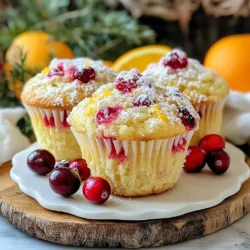 To make these delicious cranberry orange muffins, gather the following ingredients: - 1 ½ cups all-purpose flour - ½ cup granulated sugar - ½ cup brown sugar, packed - 2 teaspoons baking powder - ½ teaspoon baking soda - ½ teaspoon salt - 1 teaspoon ground cinnamon - 1 large egg - ¾ cup buttermilk (or milk mixed with 1 tablespoon vinegar) - ⅓ cup vegetable oil - Zest of 1 orange - 1 cup fresh cranberries, chopped (or dried if unavailable) - ½ cup chopped walnuts (optional) You can adapt the recipe by using different ingredients. Here are some ideas: - If you don’t have buttermilk, mix regular milk with vinegar or lemon juice. - You can swap all-purpose flour for whole wheat flour for more fiber. - If you want a nut-free muffin, leave out the walnuts. - Use dried cranberries if fresh ones are not available. These muffins are not just tasty; they also pack some nutrition. Here’s a rough estimate per muffin: - Calories: 180 - Protein: 3g - Total Fat: 7g - Saturated Fat: 1g - Carbohydrates: 28g - Fiber: 1g - Sugar: 10g These facts can help you enjoy your muffins while keeping track of your diet. {{ingredient_image_1}} Start by preheating your oven to 375°F (190°C). This temperature helps the muffins rise well. Line a muffin pan with paper liners or spray it with non-stick cooking spray. This step keeps your muffins from sticking, making them easy to remove. In a large bowl, add 1 ½ cups of all-purpose flour, ½ cup of granulated sugar, and ½ cup of brown sugar. Next, mix in 2 teaspoons of baking powder, ½ teaspoon of baking soda, ½ teaspoon of salt, and 1 teaspoon of ground cinnamon. Use a whisk to combine these dry ingredients well. This ensures even flavor in every bite. In another bowl, crack open 1 large egg. Beat it lightly, then add ¾ cup of buttermilk, ⅓ cup of vegetable oil, and the zest of 1 orange. Whisk these together until the mixture is smooth. The wet ingredients bring moisture and flavor to your muffins. Pour the wet mixture into the dry ingredients. Gently fold them together until just combined. It’s okay if some flour pockets remain. Then, add 1 cup of chopped fresh cranberries and ½ cup of chopped walnuts (if using). Carefully fold them into the batter. This step adds bursts of flavor and texture. Using a spoon or an ice cream scoop, fill each muffin cup about ¾ full with the batter. Place the muffin pan in the preheated oven. Bake for 18-20 minutes. Check for doneness by inserting a toothpick into the center. If it comes out clean, they are ready. Let the muffins cool in the pan for about 5 minutes. Then, move them to a wire rack to cool completely. Enjoy your warm, aromatic cranberry orange muffins! To keep your muffins moist, use buttermilk. It adds rich flavor and tenderness. If you don't have buttermilk, mix regular milk with vinegar. The acid helps make the muffins soft. Also, add the orange zest for extra moisture and flavor. Don't skip this step; it makes a big difference. Mix the batter gently. After adding wet ingredients to dry, fold them together. Stop mixing when you still see some flour bits. This helps create fluffy muffins. Overmixing makes the muffins tough. Remember, lumps are okay! To serve your muffins beautifully, dust them with powdered sugar. Use a fine sieve for a light sprinkle. Arrange them on a wooden board. Add fresh cranberries and orange slices for color. This makes your muffins look fancy and inviting. Enjoy serving them warm! Pro Tips Use Fresh Cranberries: They provide a tart flavor that balances the sweetness of the muffins. If using dried cranberries, consider reducing the sugar slightly. Don't Overmix: Gently folding the wet and dry ingredients helps keep the muffins light and fluffy. Overmixing can lead to dense muffins. Experiment with Spices: Add a pinch of nutmeg or ginger for a warm flavor twist. Customizing spices can make these muffins uniquely yours. Cool Before Storing: Allow muffins to cool completely before storing them in an airtight container to prevent them from becoming soggy. {{image_2}} You can easily make these muffins vegan. Replace the egg with 1 tablespoon of ground flaxseed mixed with 2.5 tablespoons of water. Let it sit for a few minutes until it thickens. Use almond milk or soy milk instead of buttermilk. The rest of the ingredients stay the same. These changes keep the muffins fluffy and tasty. For a gluten-free version, swap all-purpose flour with a gluten-free blend. Make sure it has a binding agent like xanthan gum. Follow the same recipe steps. The texture might differ a bit, but they will still be full of flavor. Enjoy these muffins without any gluten worries. Feel free to get creative with your muffins. Here are some fun ideas: - Add ½ cup of chocolate chips for a sweet twist. - Mix in ½ cup of shredded coconut for a tropical flavor. - Use lemon zest instead of orange for a different citrus note. - Try adding spices like ginger or nutmeg for extra warmth. These variations keep your muffins exciting and fun! To keep your cranberry orange muffins fresh, store them in an airtight container. They can stay at room temperature for up to three days. If you want to keep them longer, consider refrigerating them. This method can extend their freshness to about a week. Make sure to let them cool completely before sealing them in the container. This helps prevent sogginess. Freezing is a great way to save extra muffins. First, let them cool all the way down. Then wrap each muffin tightly in plastic wrap. After that, place them in a freezer-safe bag. You can freeze these muffins for up to three months. When you’re ready to enjoy them, just take out the number you need. To reheat, remove the muffins from the fridge or freezer. If frozen, let them thaw at room temperature for about an hour. For warm muffins, use a microwave. Heat them for about 15 to 20 seconds. You can also warm them in an oven at 350°F (175°C) for about 5 to 10 minutes. Enjoy these muffins warm for the best taste! Yes, you can use frozen cranberries. They work just as well as fresh ones. Just make sure to chop them before adding to your batter. You do not need to thaw them first. The muffins will still taste great! To make muffins rise high, you need to follow a few key tips. First, make sure your baking powder is fresh. Old baking powder may not work well. Second, preheat your oven properly before baking. Finally, fill your muffin cups to about ¾ full. This helps them rise beautifully! If you don’t have buttermilk, you can make a simple substitute. Mix ¾ cup of milk with 1 tablespoon of vinegar. Let it sit for about five minutes. This will create a similar tangy flavor. You can also use plain yogurt or sour cream as alternatives. This blog post covered all you need to make delicious cranberry muffins. You learned about the key ingredients and tasty substitutions. We walked through step-by-step instructions to bake them perfectly. I shared tips to keep your muffins moist and presentable. You can even explore fun variations like vegan or gluten-free options. Lastly, proper storage helps keep your muffins fresh. With these insights, you can bake with confidence and enjoy every bite. Happy baking!