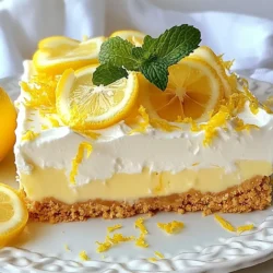 To make this pie, you need these key ingredients: - 1 ½ cups graham cracker crumbs - ⅓ cup granulated sugar - ½ cup unsalted butter, melted - 1 can (14 oz) sweetened condensed milk - 1 cup fresh lemon juice (about 4-5 lemons) - Zest of 2 lemons - 1 cup heavy whipping cream - ¼ cup powdered sugar - Fresh lemon slices and mint leaves for garnish Each ingredient plays a big role. The graham cracker crumbs give the crust a nice crunch. The sweetened condensed milk adds creaminess, while fresh lemon juice offers a bright, zesty flavor. Lemon zest enhances this flavor, bringing in a fresh aroma. Heavy cream helps create a light, fluffy filling. You will need some tools to make this pie: - Mixing bowls - Whisk - 9-inch pie pan - Plastic wrap - Measuring cups and spoons - Rubber spatula Using the right tools makes the process easier. A good whisk helps combine the filling smoothly. A pie pan ensures the shape is just right. You can swap some ingredients if you need to: - Use crushed vanilla cookies instead of graham crackers for a different crust. - Swap sweetened condensed milk with coconut milk for a dairy-free version. - Substitute fresh lemon juice with lime juice if you want a twist on the flavor. These swaps keep the pie delicious while fitting your needs. Experimenting with different flavors keeps it fun! {{ingredient_image_1}} To start, gather your graham cracker crumbs and sugar. In a mixing bowl, combine 1 ½ cups of graham cracker crumbs with ⅓ cup of granulated sugar. Next, pour in ½ cup of melted unsalted butter. Stir this mixture until it looks like wet sand. Now, take a 9-inch pie pan and press the crumb mixture into the bottom and up the sides. Make sure it is packed tightly. This forms the crust. Chill this crust in the refrigerator while you make the filling. In a large bowl, add 1 can (14 oz) of sweetened condensed milk. Then, squeeze in 1 cup of fresh lemon juice, which is about 4 to 5 lemons. Add the zest of 2 lemons for that extra zing. Whisk these ingredients together until the mixture is smooth and well blended. In another bowl, whip 1 cup of heavy cream with ¼ cup of powdered sugar. Beat until you see soft peaks form. Gently fold this whipped cream into the lemon mixture. Be careful not to deflate it; you want it light and airy. Now it’s time to put everything together. Pour the lemon filling into your chilled crust. Spread it out evenly for a nice finish. Cover the pie with plastic wrap and place it in the refrigerator. Let it chill for at least 4 hours. This helps the pie to set well. When you’re ready to serve, garnish with fresh lemon slices and mint leaves. This adds a nice touch and makes your pie look great! To get the best whipped cream, start with cold heavy cream. Use a chilled bowl too. This helps the cream whip faster. Whip until you see soft peaks. Be careful not to over-whip. Over-whipping can turn it into butter. Gently fold in the whipped cream with the lemon mix. This keeps it light and fluffy. Fresh lemon juice is key for flavor. I like to use about four to five lemons. Don't forget the zest! Zesting two lemons adds a bright taste. Taste your mix before pouring it into the crust. If it’s not tart enough, add more lemon juice. Balance is important for a refreshing pie. One mistake is not chilling the crust. Chilling helps the crust hold its shape. Another error is over-mixing the lemon filling. Mix just until smooth to keep it creamy. Avoid using bottled lemon juice as it lacks freshness. Lastly, don’t skip the chilling time once it is assembled. Patience makes a big difference in texture! Pro Tips Chill the Bowl: For a fluffier whipped cream, chill your mixing bowl and beaters in the fridge for 15 minutes before whipping. Fresh Juice Matters: Always use fresh lemon juice for the best flavor; bottled lemon juice can be too tart or artificial-tasting. Crust Technique: Make sure to press the graham cracker crust firmly into the pan to prevent it from crumbling when slicing. Set Time: Allow the pie to set overnight for the best texture and flavor; it will be even creamier and more delicious. {{image_2}} You can change the crust to make it fun. Try using crushed Oreo cookies instead of graham crackers. This adds a rich chocolate flavor. If you want a gluten-free option, use almond flour mixed with coconut oil. Press it into the pie pan just like the original recipe. You can even use a nut-based crust for a crunchy bite. Want to mix it up? Add berries! Blend in fresh strawberries or blueberries to the lemon filling. This gives a nice tartness and color. You can also try coconut lime. Replace half the lemon juice with lime juice. Add shredded coconut for a tropical twist. Both options keep the pie bright and refreshing. To make a vegan version, replace the sweetened condensed milk with coconut cream. Use a dairy-free whipped topping instead of heavy cream. Ensure the crust is vegan-friendly by using vegan butter. This way, everyone can enjoy this tasty pie without dairy. To keep your leftover lemon icebox pie fresh, cover it with plastic wrap. You can also use a pie keeper if you have one. Store it in the fridge. It will stay good for about 3 to 4 days. Make sure to check for any off smells or changes in texture before serving again. If you want to save the pie for longer, freezing is a great option. First, slice the pie into individual servings. Wrap each piece tightly in plastic wrap. Then place them in a freezer-safe bag or container. The pie can last in the freezer for up to 2 months. To enjoy, thaw the pie in the fridge overnight before serving. For the best taste, keep the pie away from strong-smelling foods in the fridge. Use fresh lemon slices and mint for garnish just before serving. This keeps the pie looking bright and fresh. Always store it in a cool area to maintain its texture. No Bake Lemon Icebox Pie lasts about 3 to 4 days in the fridge. Keep it covered with plastic wrap or in an airtight container. The pie stays fresh and tasty during this time. After a few days, the crust may get soft, but the flavor remains good. If you want to enjoy it longer, consider freezing it. Yes, you can use bottled lemon juice. However, fresh lemon juice tastes best. It has a bright, tangy flavor that enhances the pie. Bottled lemon juice lacks that fresh zing. If you do use bottled juice, choose one with no added sugar for a better taste. Lemon icebox pie pairs well with many toppings. Try fresh whipped cream for a creamy touch. Fresh fruits, like berries, add color and flavor. Mint leaves also make a great garnish. You could even drizzle some honey or a fruit sauce on top for extra sweetness. You learned about making a No Bake Lemon Icebox Pie from scratch. We covered key ingredients, tools, and handy tips. I shared step-by-step instructions to simplify your baking process. You also discovered fun variations and how to store leftovers properly. Remember, this pie is all about the right balance of creaminess and lemon flavor. Now, use what you learned to impress friends and family with your tasty dessert skills! Enjoy each bite of your delicious pie.