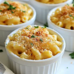 - 8 ounces elbow macaroni - 4 tablespoons unsalted butter - 4 cloves garlic, minced The base of this dish is the elbow macaroni. It holds the creamy cheese well. The unsalted butter adds richness. Garlic provides an amazing aroma and taste. I always use fresh garlic for the best flavor. - 2 cups shredded sharp cheddar cheese - 1 cup grated Parmesan cheese - 1 teaspoon garlic powder - 1 teaspoon onion powder Sharp cheddar cheese brings a bold flavor. Parmesan cheese adds a nutty touch. Garlic powder and onion powder deepen the taste. These cheese and seasonings work together to create a rich, creamy sauce. - 1/2 teaspoon crushed red pepper flakes - 1/2 cup breadcrumbs for topping Crushed red pepper flakes can add heat. If you like spice, mix them in. Breadcrumbs create a crunchy topping. They give your mac and cheese a lovely texture contrast. {{ingredient_image_1}} To cook elbow macaroni, start with a large pot. Fill it with water and add salt. Bring the water to a boil. Once boiling, add the macaroni. Cook it following the package instructions until it is al dente. This means it should be firm but not hard. Drain the pasta and set it aside. To ensure perfect al dente texture, keep an eye on the clock. Taste the pasta a minute before the package time is up. If it feels just right, drain it. If not, give it a bit more time. This will help you avoid mushy pasta in your dish. Start by making the roux. In the same pot, melt the butter over medium heat. Once melted, add the minced garlic. Sauté for one to two minutes. You want it fragrant but not burnt. Next, stir in the flour. Cook it while whisking for about one to two minutes. This forms the base of your sauce. Now, gradually whisk in the milk. Keep whisking until the mixture becomes smooth. It should thicken in about three to five minutes. Lower the heat and add in the sharp cheddar cheese and grated Parmesan cheese. Also, add garlic powder, onion powder, salt, and pepper. Stir until the cheeses melt, creating a creamy sauce. Now it’s time to mix the pasta with the cheese sauce. Add the drained macaroni into the pot with the sauce. Stir well to coat every piece of pasta. If you like a little heat, add crushed red pepper flakes here. For the breadcrumb topping, take a small bowl. Combine the breadcrumbs with a tablespoon of melted butter. Add a pinch of salt for extra flavor. This mixture will create a crunchy finish on your mac and cheese. To boost the garlic in your dish, use fresh garlic. You can add more minced garlic, or sprinkle in extra garlic powder. If you like heat, add more crushed red pepper flakes for a kick. Other seasonings like smoked paprika or fresh herbs can deepen the flavor. Try adding a pinch of nutmeg for warmth, too. You can choose to bake or cook on the stovetop. Baking gives a crispy topping while stovetop keeps it creamy. For a creamy mac and cheese, stir constantly as you add the cheese. Use whole milk for a richer sauce, or add a splash of cream for extra creaminess. For a fun twist, serve your mac and cheese in small ramekins. This makes it feel special and cozy. Garnish with fresh parsley or extra Parmesan for color. Pair it with a light salad or some garlic bread for a complete meal. A crisp white wine or sparkling water complements the dish well. Pro Tips Use Fresh Garlic: For the best flavor, opt for fresh garlic instead of pre-minced. It enhances the dish with a more vibrant taste. Cheese Variety: Mix different cheeses for a richer flavor profile. Try adding Gruyère or mozzarella for extra creaminess. Baking Time: Keep an eye on the mac and cheese while baking. Remove it from the oven when the top is just golden to prevent over-baking. Make Ahead: This dish can be prepared in advance. Assemble it and store it in the fridge before baking for a hassle-free meal. {{image_2}} You can make this dish fit many diets. For a gluten-free version, try using gluten-free pasta. Options like brown rice pasta or chickpea pasta work well. They keep the same shape and texture you love. If you need dairy-free cheese, use brands made from nuts or soy. Look for options that melt well. This way, you can still enjoy that creamy goodness. Want to change things up? Add fresh vegetables like spinach or peas. They add color and nutrients. You can also include proteins like cooked chicken or shrimp for a heartier meal. For extra flavor, mix in crispy bacon or a drizzle of truffle oil. These add-ins can turn a simple dish into something special. You can give your mac and cheese a Southern twist by adding ingredients like smoked sausage or collard greens. This gives it a warm, homey feel. To incorporate Italian flavors, try adding sun-dried tomatoes or Italian herbs. Basil and oregano can brighten up the dish, making it taste fresh and vibrant. To store your Garlic Parmesan Mac and Cheese, let it cool first. Place it in an airtight container. Keep it in the fridge. It stays fresh for about 3 to 5 days. If you plan to eat it later, don’t worry. This dish still tastes great after being stored. When you reheat, you want to keep that creamy texture. I recommend using the oven. Preheat it to 350°F (175°C). Place the mac and cheese in a baking dish. Add a splash of milk to help it stay moist. Cover it with foil to prevent dryness. Heat for about 20 minutes. If you prefer the microwave, use a microwave-safe bowl. Add a little milk and cover it loosely. Heat in short bursts, stirring in between. If you need to freeze your mac and cheese, it’s simple. Use a freezer-safe container. Let it cool completely before freezing. For best results, eat it within 2 to 3 months. When you’re ready to eat, thaw it in the fridge overnight. Reheat it using the oven or microwave as described above. This way, you keep the flavors and textures just right. If you don’t have elbow macaroni, don't worry! You can use many shapes. Here are some great options: - Cavatappi: This spiral shape holds the cheese sauce well. - Fusilli: The twists catch the sauce, making every bite tasty. - Penne: The tubes are fun and add a nice texture. - Shells: They are perfect for holding the creamy sauce inside. These shapes will work just as well in your dish, and you’ll still enjoy that rich flavor! Yes, you can! Making this dish in advance is easy. Here are tips for prepping ahead: - Cook the pasta and cheese sauce, then mix them together. - Store the mixture in an airtight container in the fridge for up to two days. - When ready to bake, add breadcrumbs and pop it in the oven. This way, you save time when you want a cozy meal! If you want a less creamy mac and cheese, adjust the cheese and sauce. Here’s how: - Use less cheese: Reduce the amounts of cheddar and Parmesan. - Add more milk: This thins out the sauce and makes it lighter. - Use a starchier pasta: This can help absorb some creaminess. Experiment with these tips until you find the perfect balance for your taste! This blog post covered the key ingredients for the perfect mac and cheese. We discussed essentials like elbow macaroni, butter, and garlic, along with delicious cheese options and seasonings. You learned step-by-step cooking tips for that creamy cheese sauce and how to enhance flavors. Don't forget those fun variations and storage tips! Remember, with creativity, you can make mac and cheese your own. Whether baked or stovetop, enjoy your dish fresh, or save it for later!