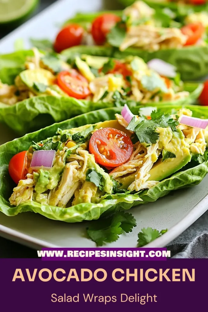 Discover a delicious way to enjoy a Healthy Chicken Salad with these Avocado Chicken Salad Lettuce Wraps! This simple Lettuce Wraps Recipe combines shredded chicken, creamy avocado, and fresh veggies for a fresh low carb lunch idea. Perfect for meal prep or a quick bite, these easy avocado recipes will keep you satisfied and energized. Try this recipe today and elevate your lunch game! Save this post for later! #HealthyEating #AvocadoRecipes #LowCarb #MealPrepIdeas