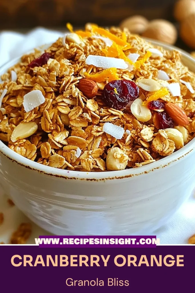 Discover the deliciousness of Cranberry Orange Granola with this easy homemade granola recipe! Perfect as a snack or a healthy breakfast, these nut and fruit granola bars are loaded with old-fashioned oats, crunchy nuts, and the vibrant flavors of orange and cranberry. Plus, it's a gluten-free granola recipe that everyone will love. Try it today and elevate your breakfast game! Save this recipe for later! #GranolaRecipe #HealthyEating #GlutenFree #CranberryOrangeGranola