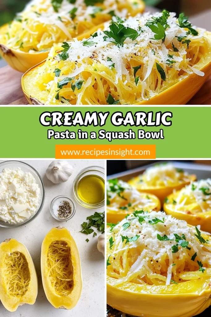 Indulge in this comforting Creamy Garlic Parmesan Spaghetti Squash recipe, a deliciously satisfying low carb pasta alternative. This vegetarian comfort food shines with a rich garlic Parmesan sauce that's sure to impress. Perfect for any night of the week, this dish combines tender spaghetti squash with creamy, flavorful goodness. Ready to try this healthy twist? Save and share for later! #SpaghettiSquashRecipe #LowCarb #GarlicParmesanSauce #VegetarianRecipes