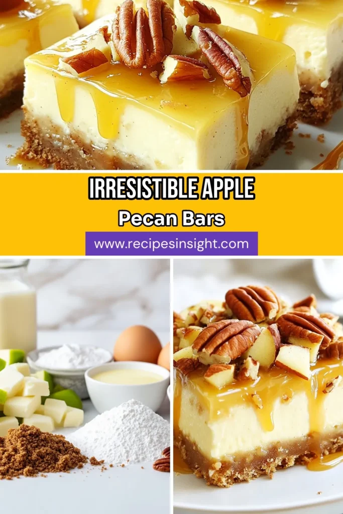 Indulge in the deliciousness of Apple Pecan Cheesecake Bars, a dreamy cream cheese dessert that everyone will love. Perfect as an easy cheesecake bar recipe, these treats combine the sweetness of apples and the crunch of pecans, creating a delightful apple dessert with pecans. Explore no-bake cheesecake variations for more fun! Save this recipe for your next gathering and delight your guests. #AppleDesserts #CreamCheeseRecipes #CheesecakeBars #PecanDesserts