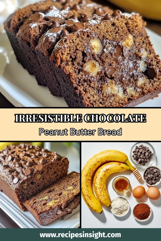 Indulge in the ultimate decadent banana bread dessert with this chocolate peanut butter banana bread recipe! This moist banana bread recipe combines ripe bananas, creamy peanut butter, and rich cocoa for a healthy banana bread with chocolate that’s easy to make and incredibly delicious. Perfect for brunch or dessert! Don’t miss out—try it today and enjoy slices of pure bliss! #BananaBread #ChocolatePeanutButter #EasyBaking #HealthyDessert
