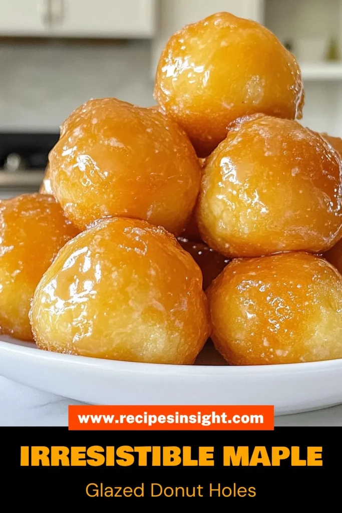 Indulge in these scrumptious maple glazed donut holes that are perfect for breakfast or a sweet treat anytime! This homemade donut holes recipe combines a soft, fluffy interior with a delicious maple glaze, making it an easy donut recipe you'll love. Frying these donut holes gives them an irresistible texture. Dip them in the sweet maple syrup glaze for the ultimate maple syrup desserts experience. Try this simple recipe today! #MapleGlazedDonutHoles #EasyDonutRecipe #FriedDonutHoles #MapleSyrupDesserts