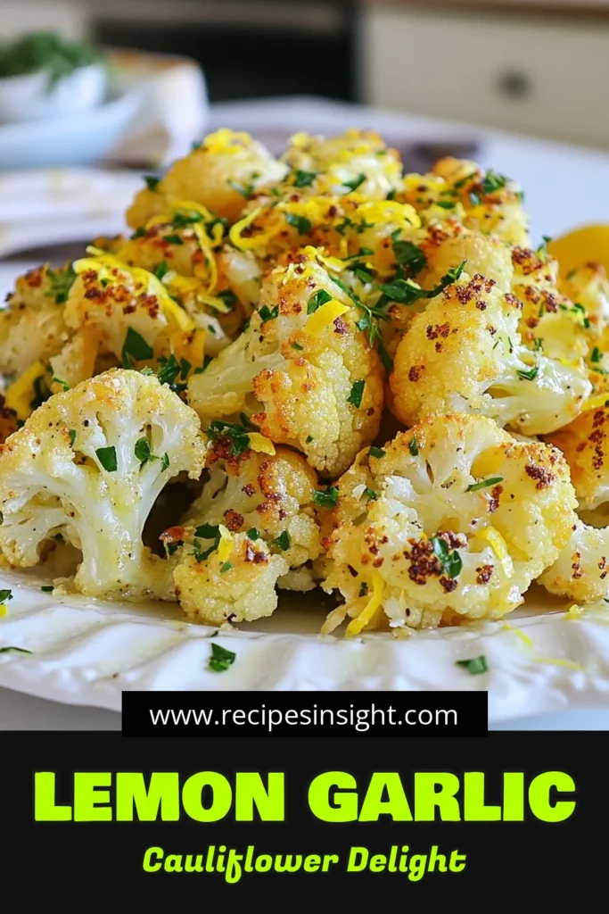 Elevate your meals with this delicious Lemon Garlic Roasted Cauliflower recipe! Perfect as a roasted cauliflower side dish, this healthy cauliflower recipe combines the zesty flavors of lemon and garlic. Discover how to make garlic roasted vegetables that everyone will love. Enjoy the bright taste of lemon parsley cauliflower, ideal for any dinner. Click to save and try it today! #HealthyRecipes #Cauliflower #RoastedVegetables #LemonGarlic