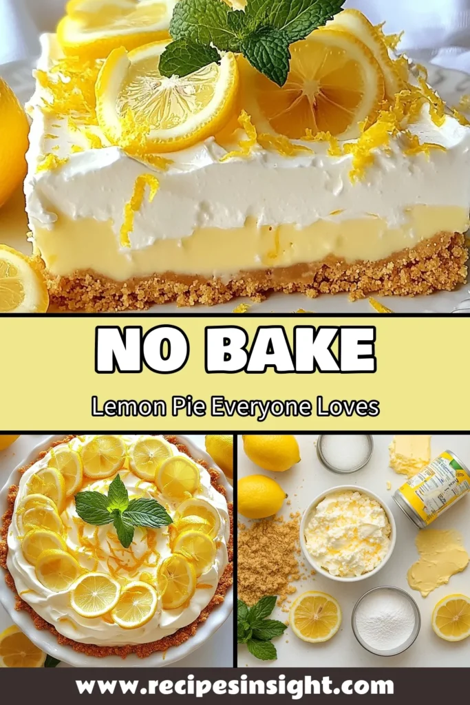 Indulge in a delightful no-bake lemon icebox pie that’s perfect for warm weather! This easy pie recipe combines fresh lemon juice and creamy filling for a light, refreshing summer dessert. With just a few simple ingredients, you can whip up this homemade lemon pie in no time. Serve it chilled and watch everyone enjoy a slice of sunshine. Save this lemon dessert recipe for your next gathering! #NoBakeLemonIceboxPie #LemonDessertRecipe #EasyPieRecipes #RefreshingSummerDesserts