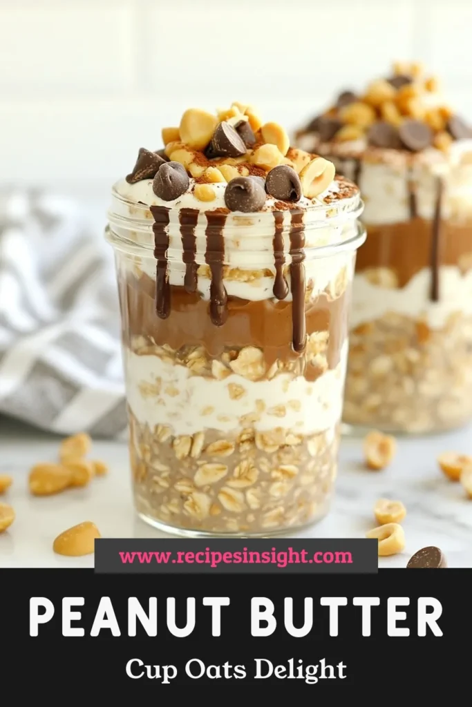 Indulge in the deliciousness of Peanut Butter Cup Overnight Oats, a healthy overnight oats recipe that combines the rich flavors of peanut butter and cocoa powder. This easy breakfast idea is perfect for busy mornings and requires no cooking! Just mix, refrigerate, and enjoy a nutritious treat that will keep you satisfied. Try this cocoa powder oats recipe today and make breakfast a breeze! Don’t forget to save it for later! #OvernightOats #HealthyBreakfast #PeanutButter #NoCookRecipes