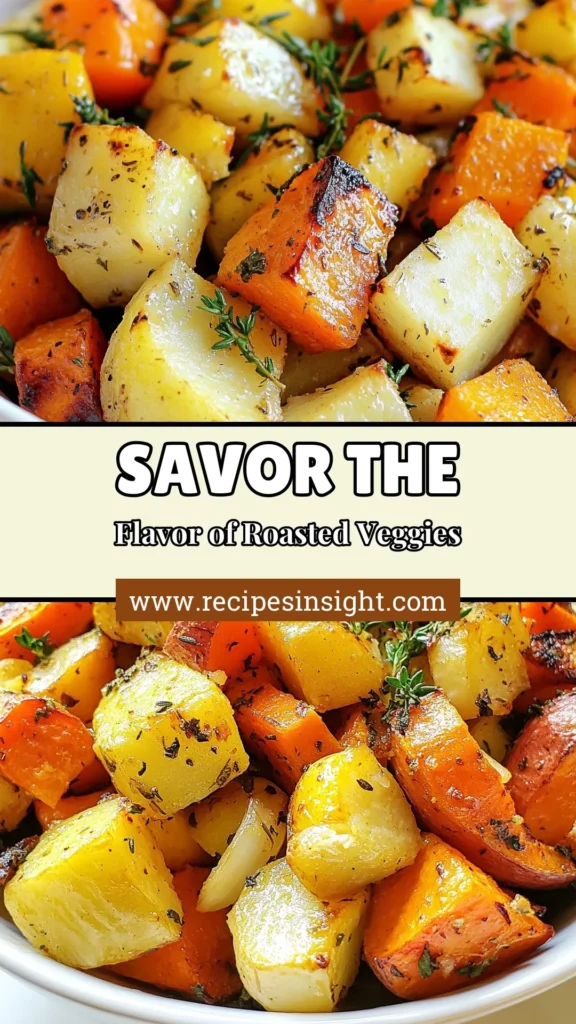 Discover the deliciousness of herb roasted root vegetables with this easy roasted vegetables recipe. Perfect for any vegan root vegetable dish, these healthy roasted vegetables are packed with flavor and are a fantastic vegetable side dish. In just under an hour, you’ll have a vibrant medley that complements any meal. Try it today and elevate your dinner! Save for later! #HerbRoastedVegetables #RoastedVegetablesRecipe #VeganCooking #HealthyEating