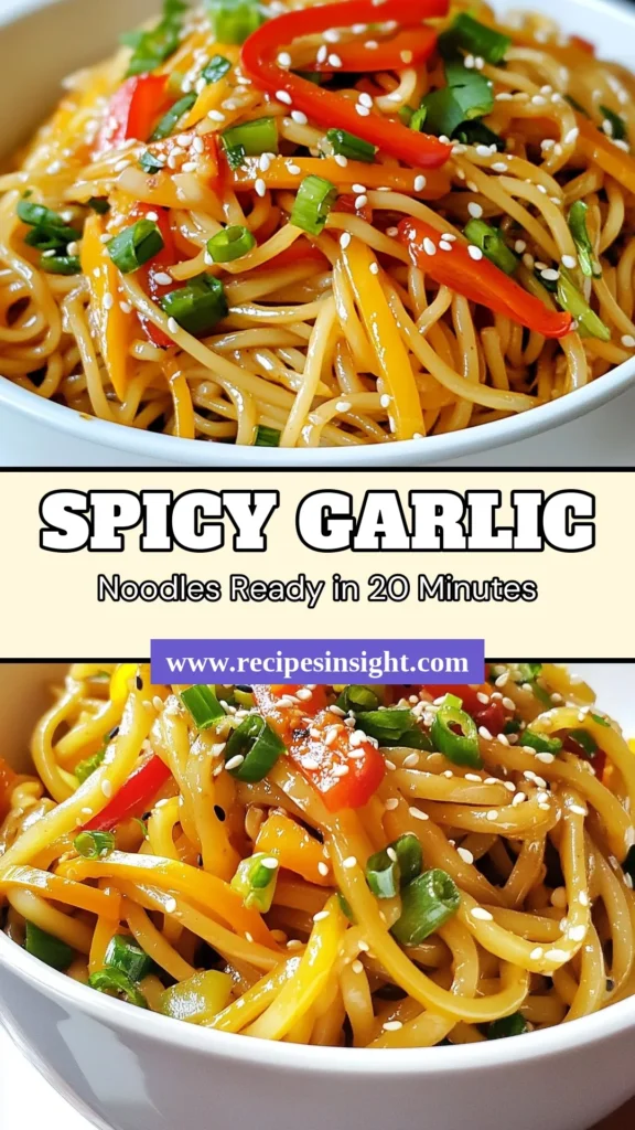 Discover the ultimate spicy garlic noodles with this easy garlic noodle recipe! Perfect for anyone craving a quick spicy egg noodles dish, this fiery noodles recipe features a vibrant mix of bell peppers and aromatic garlic. Ready in just 20 minutes, these Asian chili garlic noodles are sure to impress. Save this recipe and enjoy a delicious meal tonight! #SpicyGarlicNoodles #EasyNoodles #QuickMeals #GarlicLovers