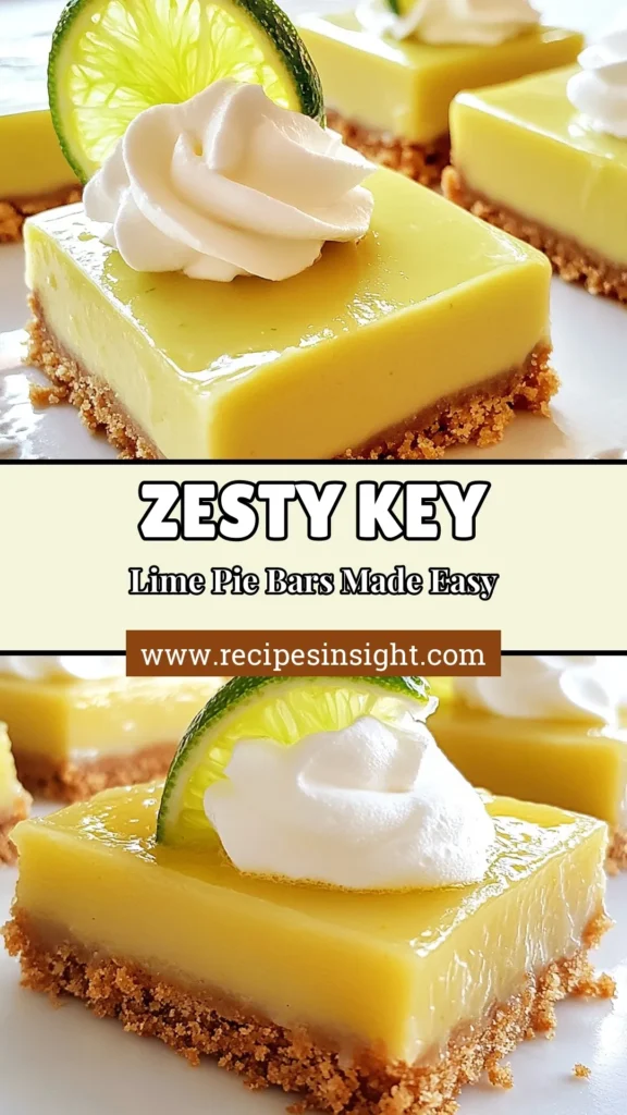 Indulge in these zesty key lime pie bars with this easy key lime pie bars recipe! Perfect for a refreshing no bake key lime pie dessert, these key lime dessert bars feature a delicious graham cracker crust and a smooth, tangy filling. Quick to prepare and perfect for gatherings, these bars are a crowd-pleaser. Try making them today and savor the tropical flavors! Save this recipe for later! #KeyLimePieBars #EasyDessert #NoBakeDessert #KeyLimeRecipe