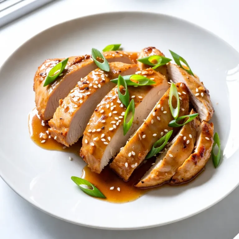 - 4 boneless, skinless chicken breasts - 1/4 cup honey - 1/4 cup low-sodium soy sauce - 4 cloves garlic, minced - 1 teaspoon freshly grated ginger - 1 tablespoon sesame oil - 1/2 teaspoon black pepper - 1/2 teaspoon red pepper flakes (optional) - 1 tablespoon cornstarch mixed with 2 tablespoons water - 2 green onions, sliced - Sesame seeds Gathering the right ingredients sets the stage for a great dish. I love the blend of sweet and savory in this honey garlic chicken. The chicken breasts provide a nice, lean protein. Honey and soy sauce bring a sweet touch and umami flavor. The garlic and ginger add depth to the sauce. I always use fresh garlic for the best taste. The sesame oil gives a lovely nutty flavor, while black pepper adds a subtle kick. If you like a bit of spice, the red pepper flakes are a great option. To thicken the sauce, I use a cornstarch mixture. This gives the dish a nice, glossy finish. Finally, green onions and sesame seeds make perfect garnishes. They add color and crunch. Enjoy cooking this easy, tasty meal! {{ingredient_image_1}} - Season the chicken breasts with black pepper and red pepper flakes. - Set the Instant Pot to 'Sauté' mode and heat sesame oil. First, take your chicken breasts and sprinkle black pepper all over. If you like a bit of heat, add red pepper flakes too. This simple step gives your chicken a nice kick. Next, turn on your Instant Pot. Choose 'Sauté' mode. Pour in the sesame oil and let it heat for about a minute. This oil adds a rich, nutty flavor that is perfect for the dish. - Sauté garlic and ginger, followed by adding honey and soy sauce. - Add chicken and set to high-pressure cooking for 10 minutes. Now, add minced garlic and freshly grated ginger to the pot. Stir them for 1-2 minutes until they smell great. Be careful not to burn them. Pour in the honey and low-sodium soy sauce. Stir well and let it simmer for a minute. This mix will create a sweet and savory sauce that makes the chicken shine. After that, add the seasoned chicken breasts to the pot. Make sure they are coated with the sauce. Close the lid and set the valve to 'Sealing.' Cook on 'Manual' high pressure for 10 minutes. - Release pressure and remove chicken. - Thicken sauce with cornstarch mixture, slice chicken, and coat with sauce. When the timer goes off, let the pressure release naturally for 5 minutes. Then, do a quick release to let out any remaining steam. Carefully take the chicken out of the pot and place it on a cutting board. Set your Instant Pot back to 'Sauté' mode. Stir in the cornstarch mixed with water. Cook for 2-3 minutes until the sauce thickens. Then, slice the chicken and return it to the pot. Coat it well with the thickened sauce. Your Honey Garlic Instant Pot Chicken is ready to serve! - Season the chicken well. This step boosts flavor. Use black pepper and red pepper flakes. - Watch the garlic closely. Garlic burns fast. Sauté for only 1-2 minutes until it smells good. - Serve with rice or veggies. This makes a full meal. Pairing balances the sweet sauce. - Add more sauce on top. Drizzling extra sauce enhances flavor. It makes each bite delicious. - Try different spice levels. If you like heat, add more red pepper flakes. It gives a nice kick. - Adjust the honey. Add more or less for your taste. This lets you control sweetness. Pro Tips Use Fresh Ingredients: Fresh garlic and ginger will enhance the flavor of your dish significantly compared to dried versions. Don't Skip the Sauté: Sautéing the garlic and ginger before adding liquids helps to release their essential oils and flavors, resulting in a more aromatic dish. Thicken the Sauce: To achieve a luscious sauce, make sure to mix the cornstarch with water thoroughly before adding it to the pot to avoid lumps. Customize Your Spice Level: Adjust the amount of red pepper flakes according to your spice preference; you can even omit them for a milder flavor. {{image_2}} You can make this dish spicy if you like heat. Add more red pepper flakes to the sauce. This gives it a good kick. You can also slice fresh jalapeños and toss them in. This adds a nice crunch and flavor. Want to change the taste? Fresh herbs can help. Use cilantro or basil for added flavor. You can also swap chicken for tofu or shrimp. This twist makes it a great meal for everyone. If you want a new flavor, try using maple syrup instead of honey. It adds a rich taste. For a gluten-free option, replace soy sauce with coconut aminos. This keeps the dish tasty while meeting dietary needs. Store your leftover honey garlic chicken in an airtight container. Keep it in the fridge. It tastes best within 3-4 days. After that, the flavor can fade. Before freezing, let the chicken cool completely. Place it in a freezer-safe container. You can keep it in the freezer for up to 3 months. This way, you can enjoy it later! To reheat, use the microwave or stovetop. If it seems dry, add a splash of water. This keeps the chicken moist and tasty. Enjoy your delicious meal again! Total time is approximately 35 minutes including prep and cooking. This quick time makes it great for busy nights. You can have a tasty meal ready in no time. Yes, but increase the cooking time by a few minutes. If using frozen chicken, set the Instant Pot to cook for about 12 to 15 minutes. Check that chicken is fully cooked before serving. This is a great way to save time when you're in a hurry. It pairs well with rice, quinoa, or steamed vegetables for a balanced meal. You can also serve it with a fresh salad or noodles. Each option adds a nice touch and makes your meal complete. In this blog post, I shared a simple recipe for Honey Garlic Instant Pot Chicken. We covered key ingredients, step-by-step instructions, tips for better cooking, tasty variations, and storage options. This dish is easy to prepare and versatile. You can change flavors and ingredients based on your taste. Enjoy your cooking journey and feel free to share this recipe with others. It’s a crowd-pleaser, perfect for any meal!