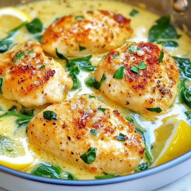 - 4 boneless, skinless chicken breasts - 4 tablespoons olive oil - 6 cloves garlic, minced - 1 cup chicken broth - 1 cup heavy cream - 1 cup grated Parmesan cheese - 1 teaspoon Italian seasoning - Salt and pepper to taste - 1 cup baby spinach - ¼ cup fresh parsley, chopped (for garnish) - Lemon wedges (for serving) Using high-quality ingredients makes a big difference. For chicken, choose fresh, organic options when possible. Fresh garlic packs more flavor than jarred. Look for a rich, full-bodied chicken broth. It enhances the dish. Use real Parmesan cheese, not the powdered stuff. Freshly grated cheese melts better and tastes great. You can make swaps if needed. Instead of chicken, use turkey or tofu for a veggie option. Swap heavy cream for coconut milk for a lighter sauce. Try any broth you have on hand, like vegetable broth. If you want a kick, add red pepper flakes. Fresh spinach can be replaced with kale or any leafy green. {{ingredient_image_1}} 1. Start by gathering all your ingredients. You need chicken, garlic, olive oil, and more. 2. Measure out 4 tablespoons of olive oil. This oil will add flavor to your dish. 3. Mince the 6 cloves of garlic finely. Fresh garlic gives the best taste. 4. Chop the fresh parsley for garnish. It adds color and a fresh touch. 1. Heat 2 tablespoons of olive oil in a large skillet over medium-high heat. 2. Season the 4 chicken breasts with salt and pepper. This step is key to flavor. 3. Add the chicken to the skillet. Cook for 6-7 minutes on each side. 4. Remove the chicken once it's golden brown. Set it aside on a plate. 5. Add the remaining 2 tablespoons of olive oil to the same skillet. 6. Lower the heat to medium and add the minced garlic. Sauté for 1 minute. 7. Pour in 1 cup of chicken broth. Scrape any browned bits from the skillet. 8. Allow the broth to simmer for 2-3 minutes. This builds flavor in the sauce. 9. Stir in 1 cup of heavy cream and 1 cup of grated Parmesan cheese. 10. Add 1 teaspoon of Italian seasoning to the mix. Stir well and cook for 3-4 minutes. 11. Return the cooked chicken to the skillet along with 1 cup of baby spinach. 12. Simmer everything for another 2-3 minutes. The spinach should wilt nicely. 1. Taste the sauce and adjust the salt and pepper as needed. 2. Plate the chicken and pour the creamy sauce over it. 3. Garnish with chopped parsley for a fresh finish. 4. Serve with lemon wedges on the side for a zesty kick. Enjoy your meal! To cook chicken that is juicy and tender, start with fresh breasts. Use a meat mallet to pound them evenly. This helps them cook at the same rate. Season each side well with salt and pepper. Heat your skillet until it's hot before adding the chicken. This gives a nice golden crust. Cook for 6-7 minutes on each side. Always check the internal temperature; it should be 165°F. Remove the chicken from the skillet once it's done. The sauce should be creamy and thick, not runny. Start by adding the chicken broth first. Scrape the skillet's bottom to mix in the tasty bits. After adding heavy cream and Parmesan, stir well. Let it simmer for a few minutes. If the sauce is too thick, add a bit more chicken broth. If it's too thin, let it cook longer. Always taste the sauce and adjust the salt and pepper to your liking. Serve the chicken hot on a plate with the sauce drizzled on top. Garnish with fresh parsley for color. Add lemon wedges on the side for a zesty kick. This dish pairs well with rice or pasta to soak up the sauce. You can also serve it with a green salad for a lighter meal. Enjoy the rich flavors and creamy texture! Pro Tips Rest the Chicken: Allow the chicken to rest for a few minutes after cooking to retain its juices, resulting in a more flavorful dish. Use Fresh Garlic: Fresh garlic provides a more vibrant flavor than pre-minced garlic, enhancing the overall taste of the dish. Adjust the Sauce Thickness: If the sauce is too thick, add a splash of chicken broth. If too thin, let it simmer longer to reach your desired consistency. Garnish for Flavor: Don't skip the fresh parsley and lemon wedges—they add brightness and freshness that balances the richness of the dish. {{image_2}} You can boost the nutrition of your Garlic Parmesan Chicken Skillet by adding vegetables. Try mixing in bell peppers, zucchini, or broccoli. These will add color and flavor. They cook well with the chicken and sauce. Just sauté them for a few minutes before adding the chicken back in. This helps them soften and soak up the tasty sauce. If you want to switch things up, use different proteins. Shrimp or scallops work great in this dish. They cook quickly and absorb the flavors well. For a vegetarian option, try using firm tofu or chickpeas. Both of these can provide great texture and taste. Just make sure to adjust the cooking time based on your choice. To take the flavor to the next level, add some extra spices. A pinch of red pepper flakes can make it spicy. You can also mix in fresh herbs like basil or thyme. These herbs add a fresh taste that pairs well with garlic and Parmesan. Another idea is to squeeze fresh lemon juice into the sauce. This will brighten the dish and enhance the flavors even more. Store your Garlic Parmesan Chicken Skillet in an airtight container. This keeps the flavors fresh. It lasts for up to three days in the fridge. Before storing, let it cool down to room temperature. This helps prevent condensation and sogginess. You can freeze your chicken dish for longer storage. Place it in a freezer-safe container. Make sure to leave some space at the top, since liquids expand when frozen. This dish stays good for up to three months in the freezer. When you're ready to eat, thaw it in the fridge overnight. To reheat, use the stovetop for the best flavor. Heat on medium-low and stir often. Add a splash of chicken broth or cream if it looks dry. You can also use the microwave for quick reheating. Just cover the dish to keep moisture in. Heat in short bursts, stirring in between, until hot. Enjoy your meal just like it was fresh! Cooking Garlic Parmesan Chicken takes about 30 minutes. You spend 10 minutes prepping. For cooking, allow 20 minutes. The chicken cooks for about 6-7 minutes on each side. Then, you simmer the sauce for a short time. This quick dish is perfect for busy nights. Yes, you can make this dish low-carb. Start by replacing the heavy cream with a low-carb alternative. You might try unsweetened almond milk or coconut cream. Also, skip the pasta or rice and serve the chicken with more veggies. Spinach, zucchini, or cauliflower rice work well here. Many side dishes complement Garlic Parmesan Chicken. Here are some great options: - Steamed broccoli - Roasted asparagus - Garlic bread - Mashed potatoes - Simple green salad Each side brings a nice balance to the rich flavors of the chicken. Choose what you love! This blog post offered a complete guide on making Garlic Parmesan Chicken. We covered key ingredients, including their quality and possible substitutes. I provided step-by-step instructions from prep to serving. You also got tips for perfecting the dish and adding variations. Finally, we discussed storage and answered common questions. Remember, cooking is fun! Experiment with flavors and make this dish your own. Enjoy your meal!