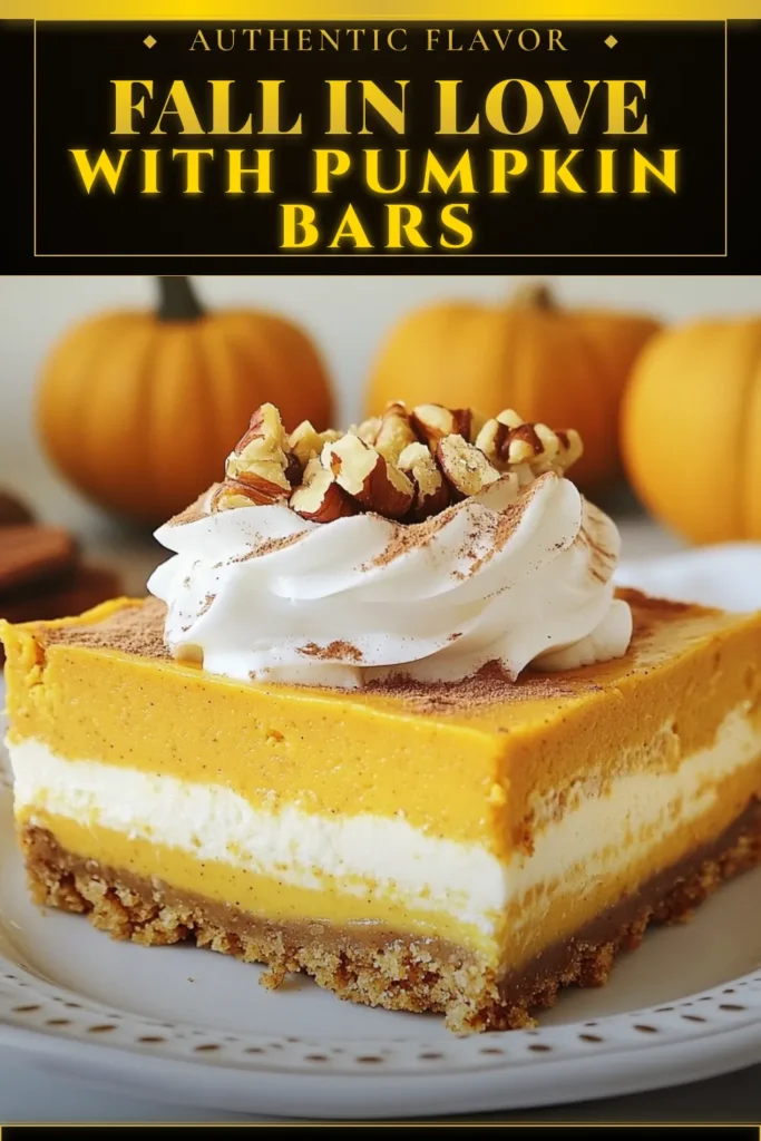 Indulge in the flavors of fall with these Pumpkin Spice Cheesecake Bars! This easy pumpkin dessert recipe is the perfect treat for any gathering or cozy night in. Made with creamy cream cheese and pumpkin puree, these delightful bars are a must-try in your fall baking recipes lineup. Plus, try the no-bake pumpkin cheesecake version for an effortless option. Click to discover the recipe and unforgettable flavors! #PumpkinSpice #CheesecakeBars #FallDesserts #PumpkinRecipes