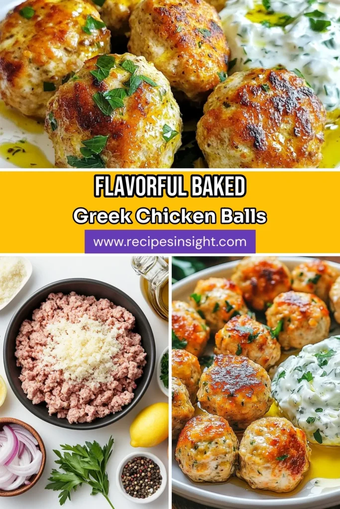 Discover the perfect blend of flavor and health with these baked Greek chicken meatballs! This easy baked meatball recipe features ground chicken, herbs, and spices, making it a standout in Greek cuisine meatballs. Ideal for weeknight dinners, these healthy chicken meatballs are packed with nutrients. Serve with tzatziki and a Greek salad for a complete meal. Try this ground chicken recipe today and save it for your next cooking adventure! #BakedGreekChickenMeatballs #HealthyRecipes #EasyDinner #GreekCuisine