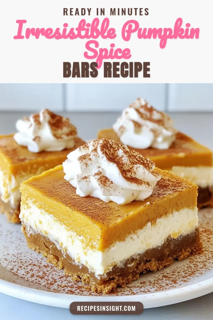 Indulge in the fall flavors with these Pumpkin Spice Cheesecake Bars! This easy pumpkin dessert recipe features a creamy, spiced filling over a delicious graham cracker crust, making it a perfect addition to your fall dessert recipes collection. Try these no-bake pumpkin cheesecake bars at your next gathering and be the star of the season. Save this recipe for a treat that everyone will love! #PumpkinSpice #DessertRecipes #FallFlavors #PumpkinCheesecake