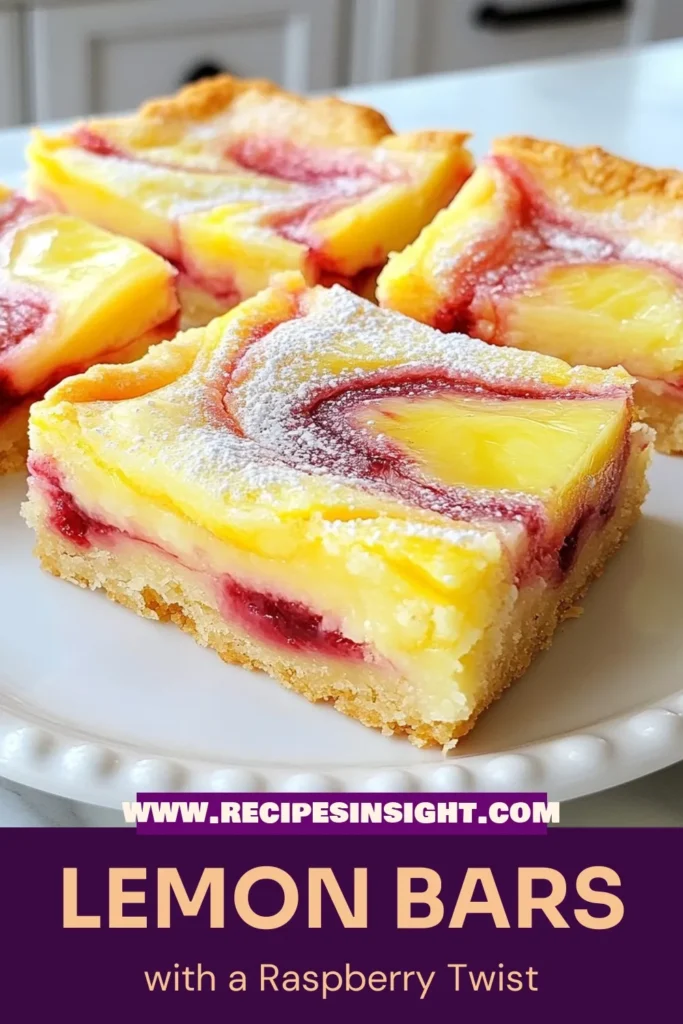 Indulge in these delightful Raspberry Swirl Lemon Bars, the perfect easy lemon dessert for any occasion. This swirl lemon bars recipe combines tangy lemon filling with a fresh raspberry dessert swirl that will impress your family and friends. Homemade lemon bars are a crowd-pleaser, and this recipe makes it effortless. Get ready to savor and share these treats! Save this recipe now! #RaspberryLemonBars #SwirlLemonBarsRecipe #EasyLemonDessert #FreshRaspberryDessert