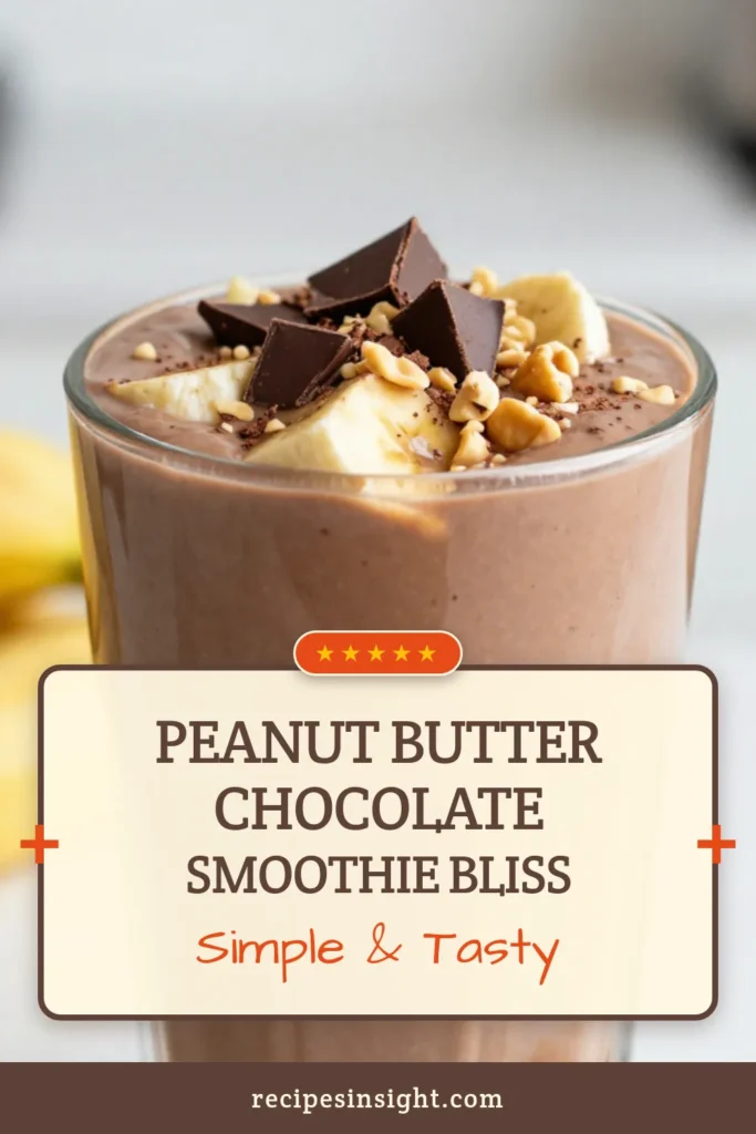 Indulge in the deliciousness of this Choco-Peanut Banana Smoothie, a healthy banana smoothie recipe that’s perfect for a quick breakfast! Packed with creamy peanut butter and rich cocoa, this vegan chocolate smoothie is a delightful treat to kickstart your day. In just 5 minutes, blend ripe bananas with almond milk for a creamy peanut butter smoothie that you won’t forget. Save this recipe for a nutritious start! #SmoothieRecipe #HealthyEating #VeganRecipes #BreakfastSmoothie
