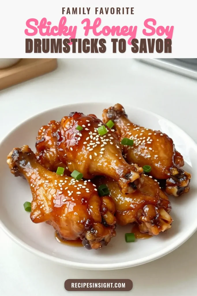 Looking for a delicious and easy dinner? Try this Sticky Honey Soy Chicken recipe featuring baked chicken drumsticks! This Asian-style chicken drumsticks dish is perfect for family meals. Simply marinate your chicken in a flavorful easy chicken marinade and pop it in the oven. With a tasty honey soy glaze recipe, you'll impress everyone at the table. Save this recipe for a quick weeknight dinner! #StickyHoneySoyChicken #BakedChickenDrumsticks #EasyChickenMarinade #AsianStyleChicken